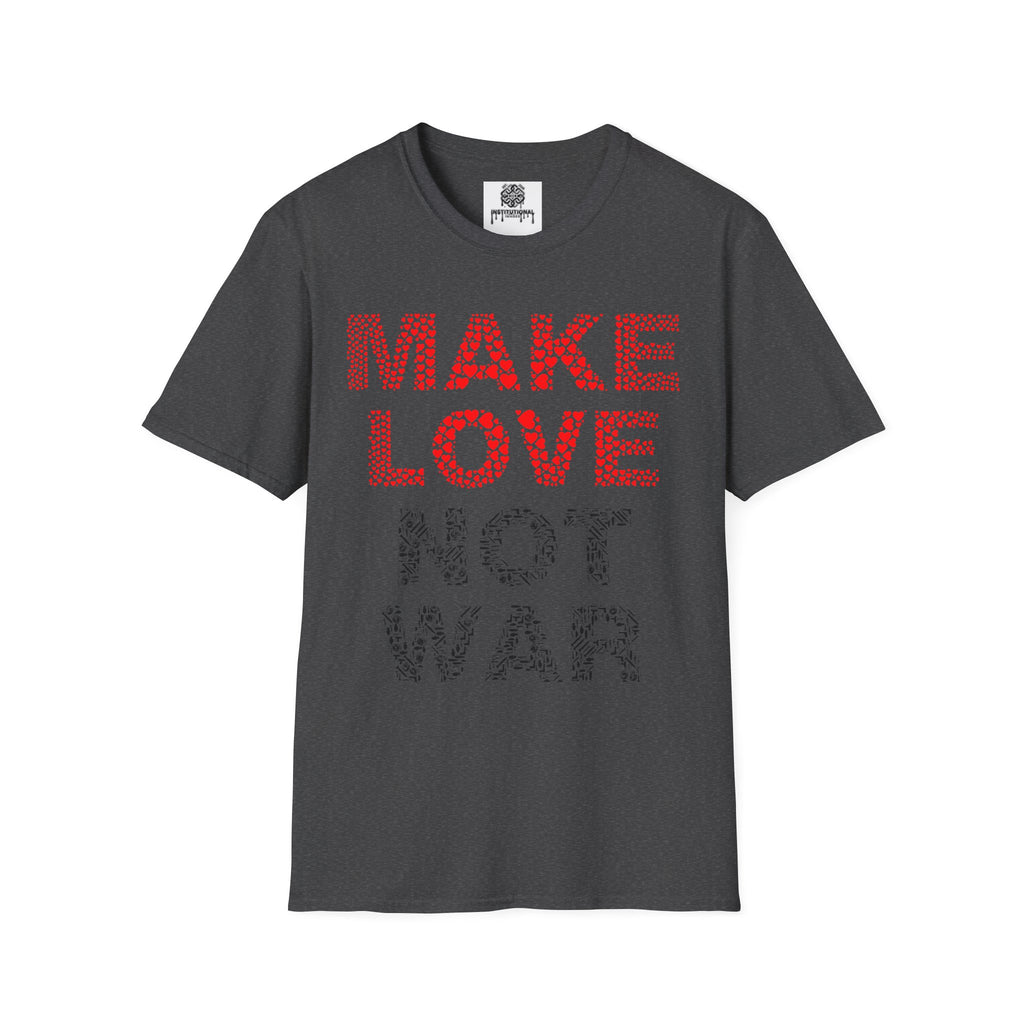 Make Love Not War T-Shirt — Retro Heart Dot Graphic Tee
