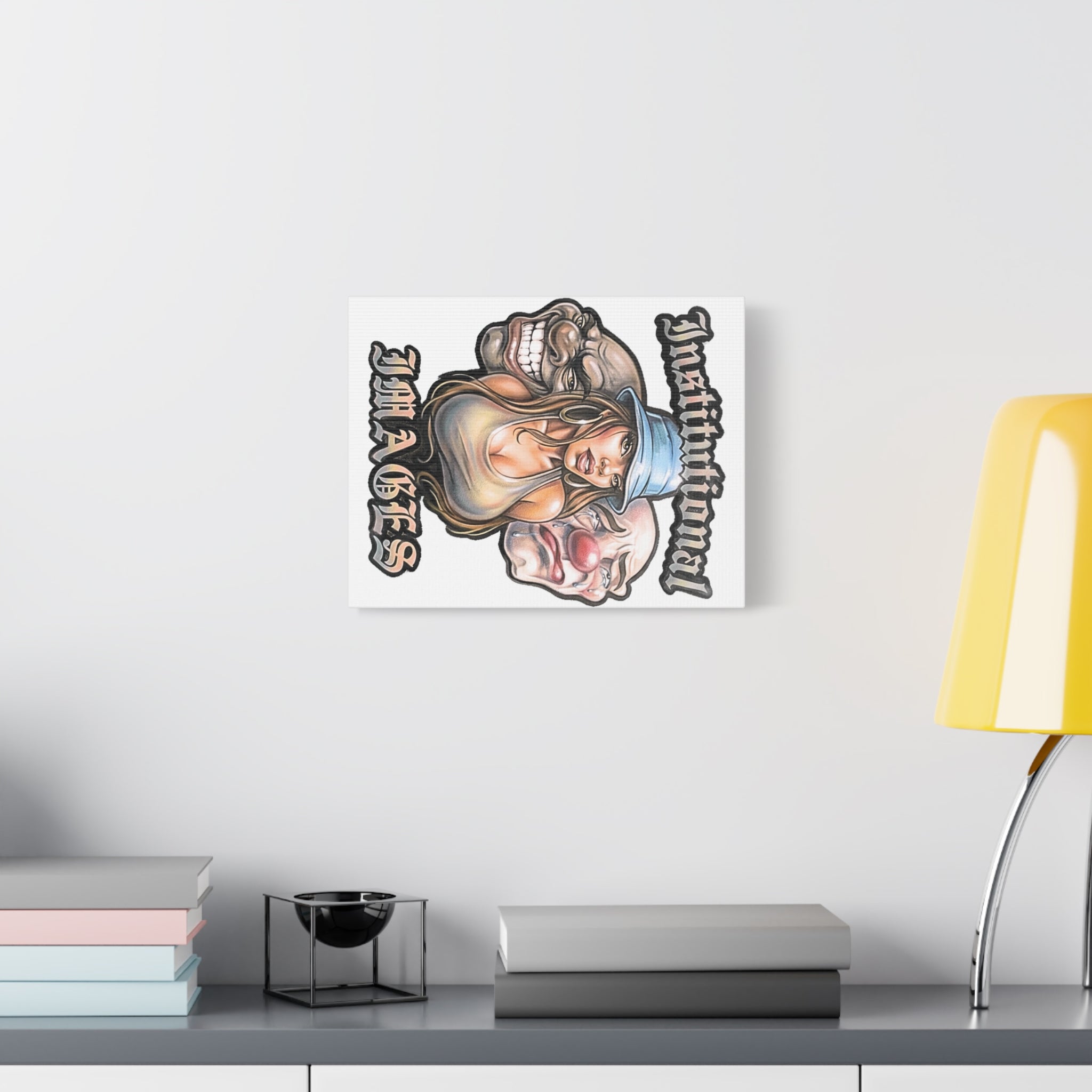 Canvas Art Print — Chicano Chola & Clown Tattoo-Style Design ("Instinttmal" / "Images")