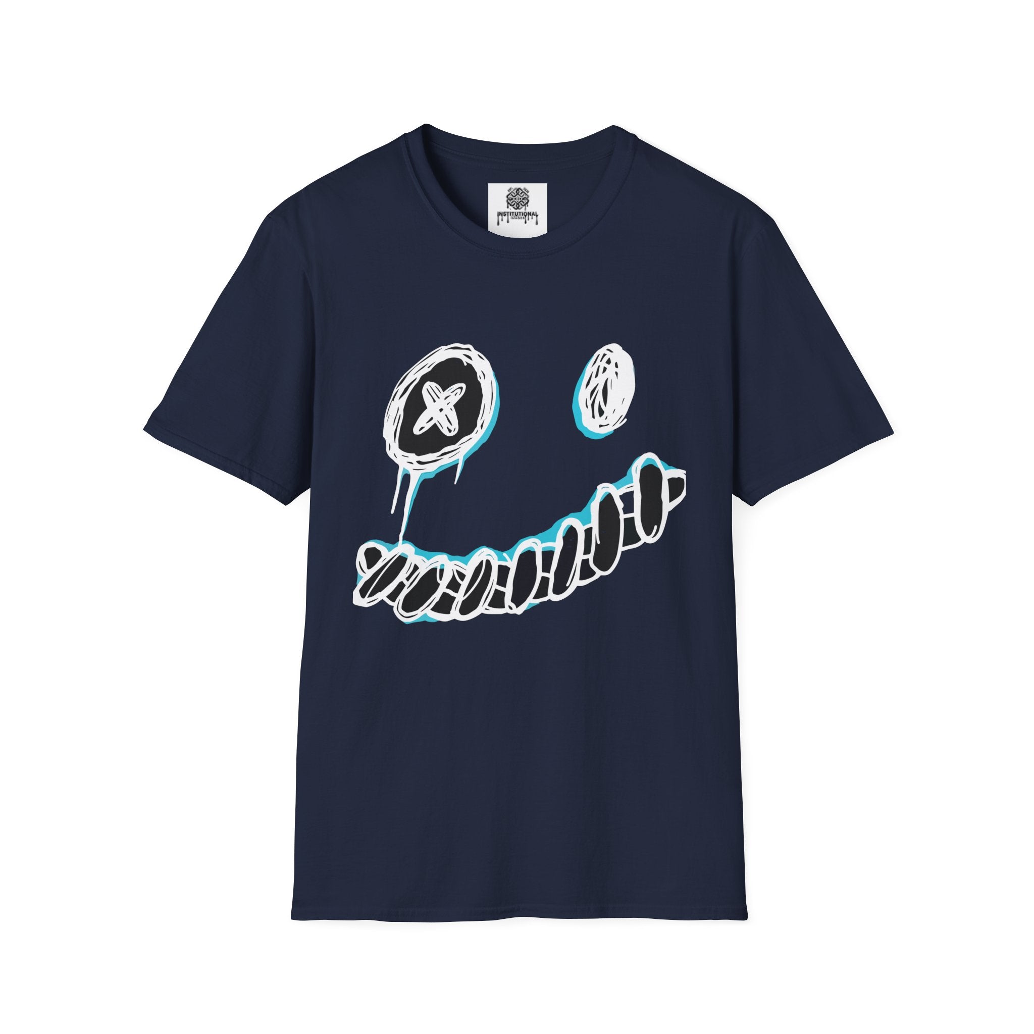 Smiley Face Graphic T‑Shirt — Neon Sketch Grin Design