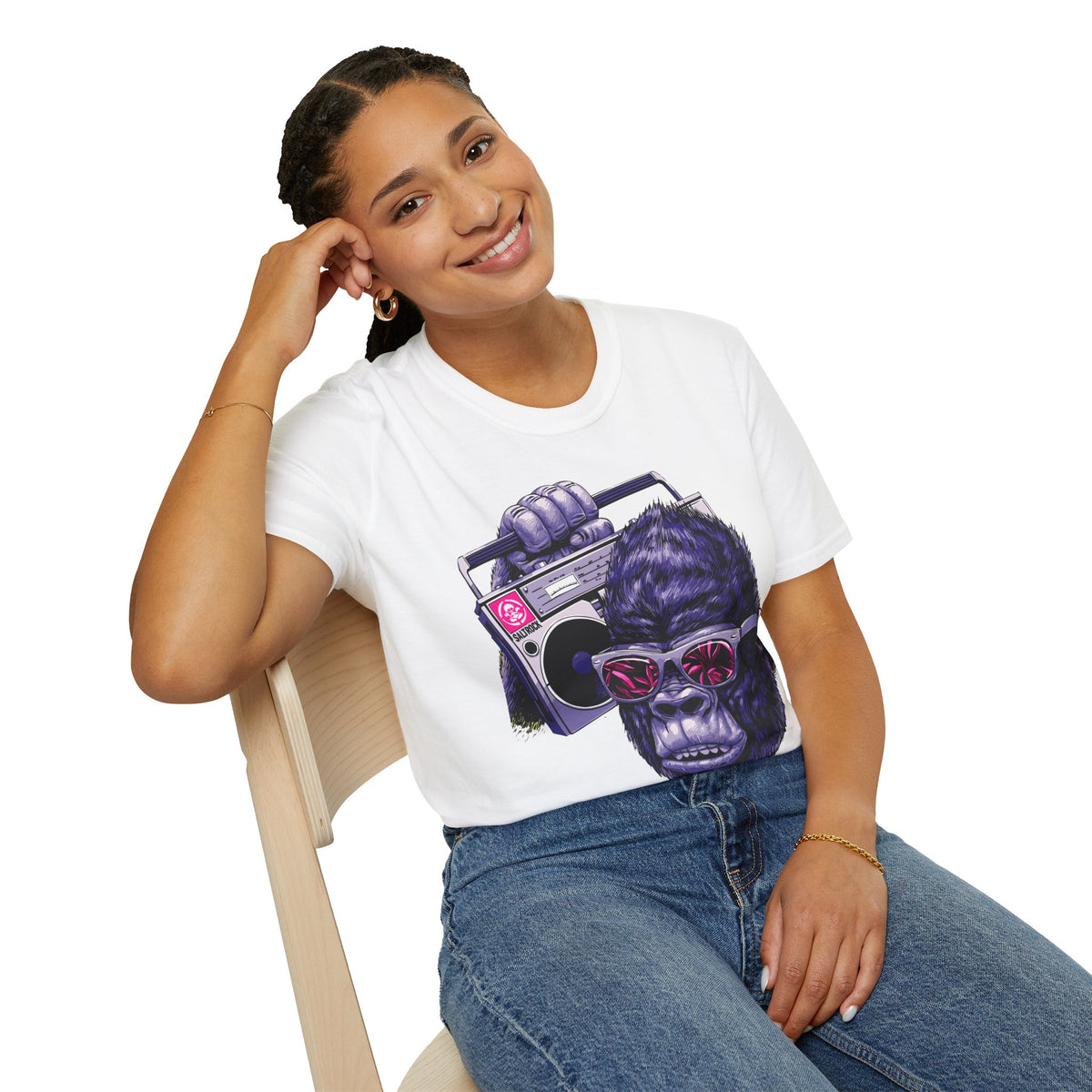 Retro Boombox Gorilla T-Shirt — Vintage Hip Hop Ape Graphic Tee
