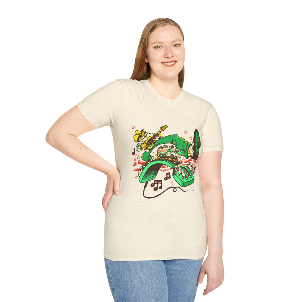 T-Shirt — Retro Cowboy Guitar Graphic Tee (Bold Western Music Design)