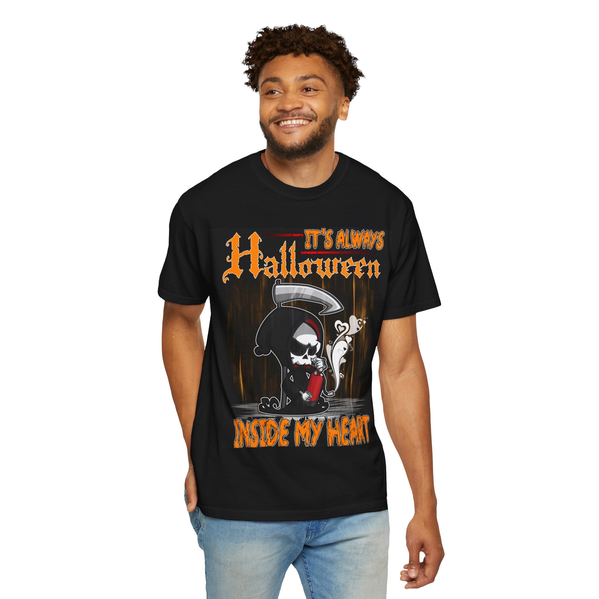 Halloween Grim Reaper T-Shirt — "It’s Always Halloween Inside My Heart"