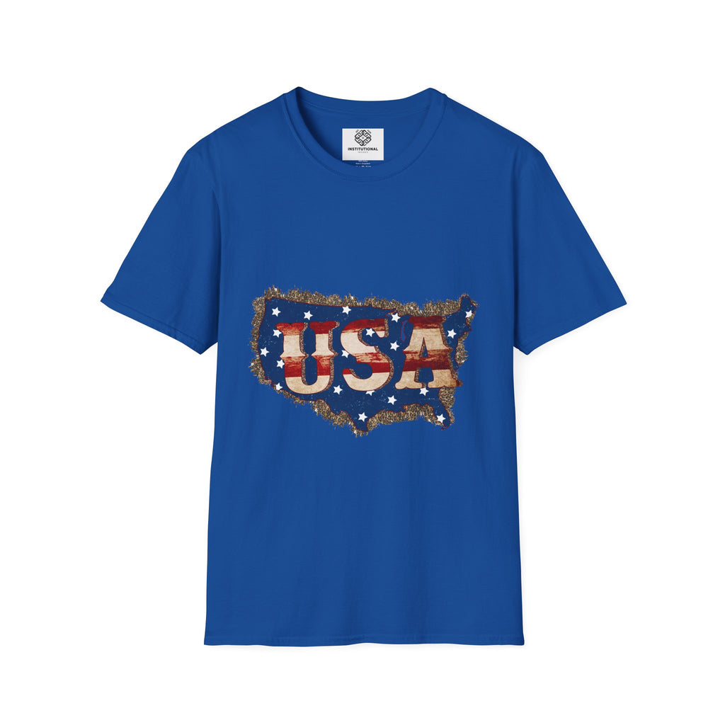 USA Map T-Shirt — Distressed American Flag Graphic Tee