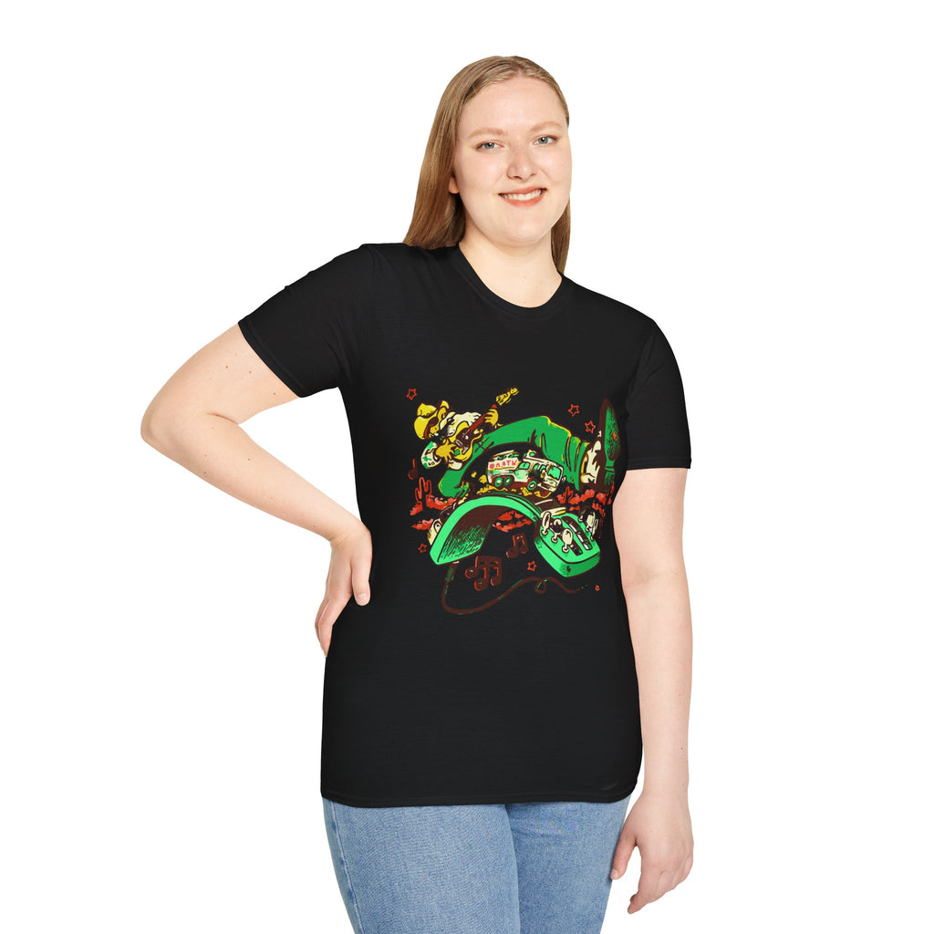 T-Shirt — Retro Cowboy Guitar Graphic Tee (Bold Western Music Design)