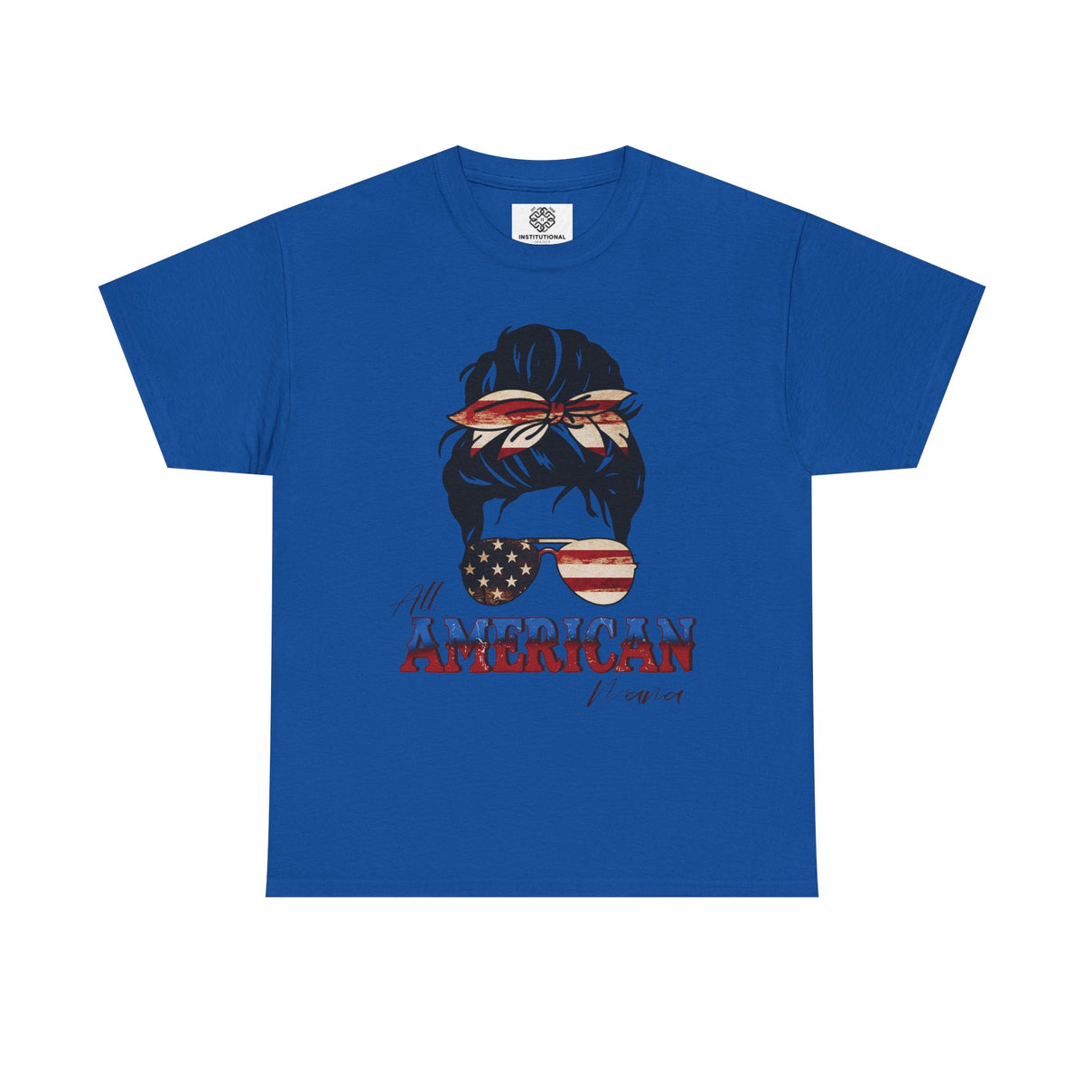 American Flag Messy Bun T-Shirt — "All American" Patriotic Tee