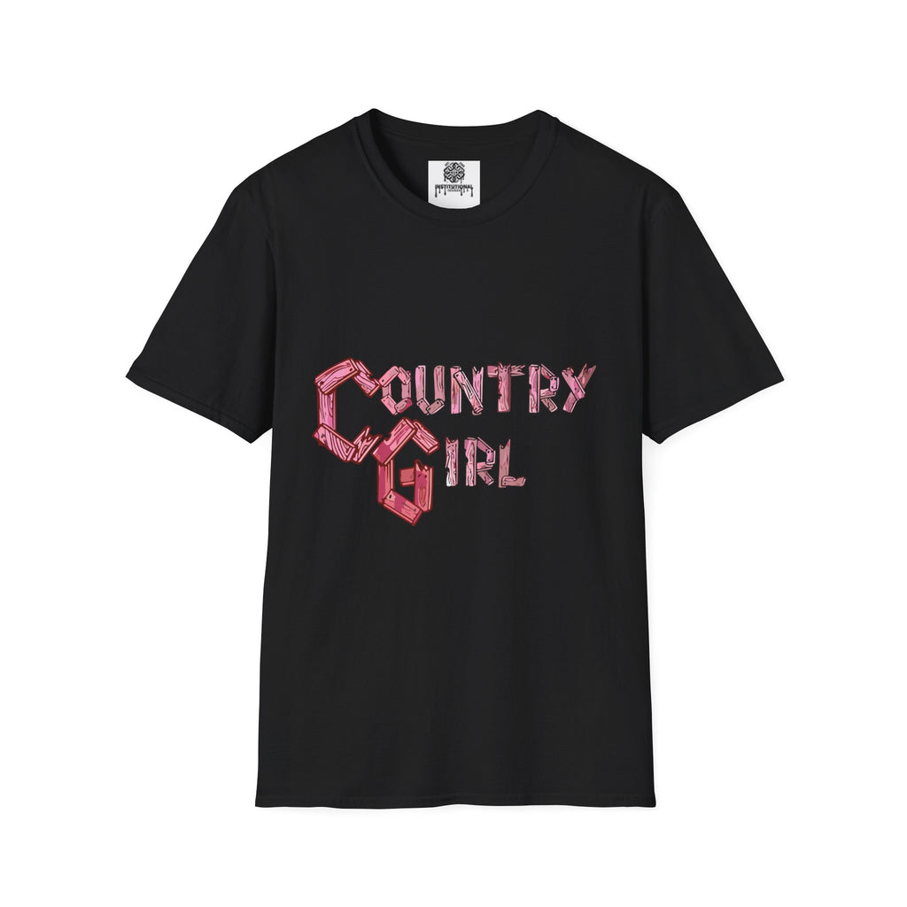 Country Girl T-Shirt — Western Pink Rope Typography Tee