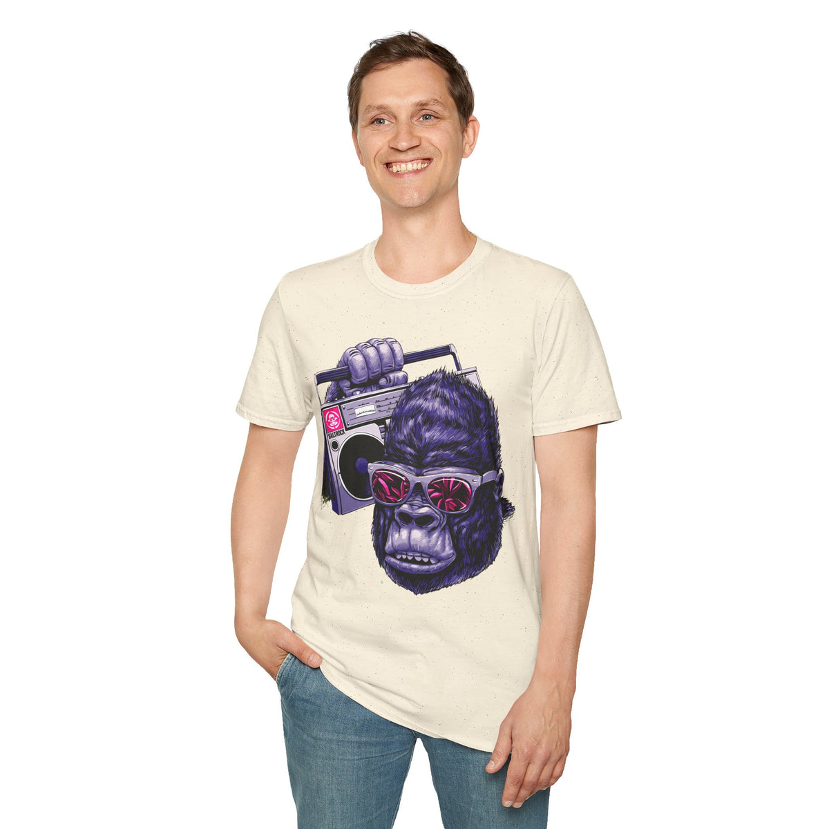 Retro Boombox Gorilla T-Shirt — Vintage Hip Hop Ape Graphic Tee
