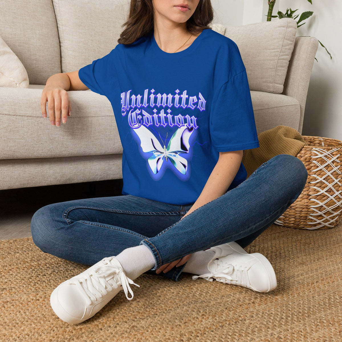 Unlimited Edition T-Shirt — Gothic Script Lavender Butterfly Graphic