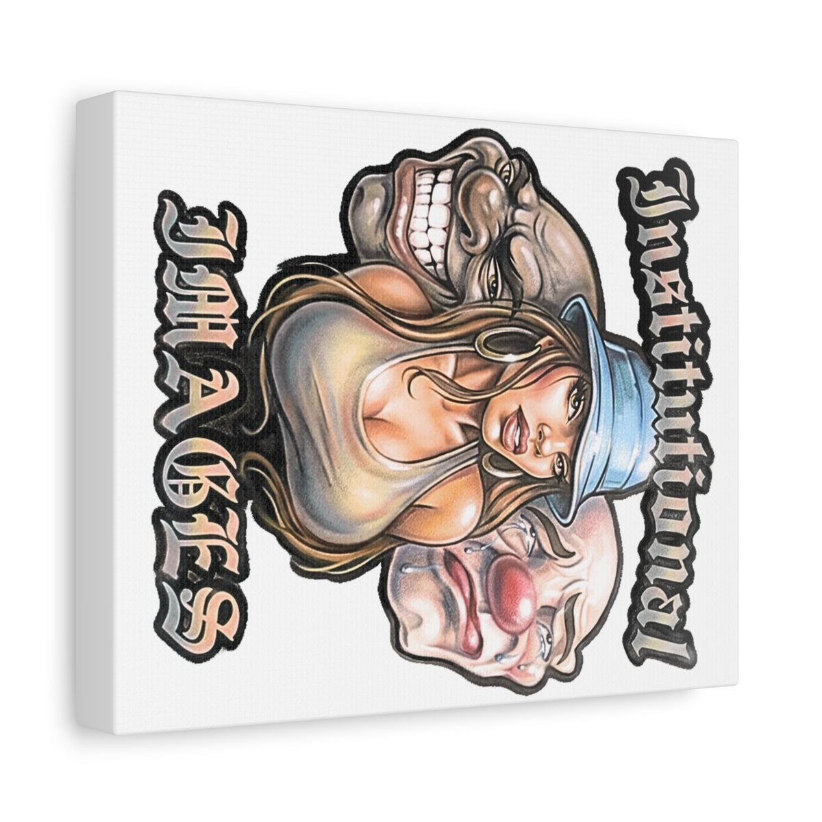 Canvas Art Print — Chicano Chola & Clown Tattoo-Style Design ("Instinttmal" / "Images")