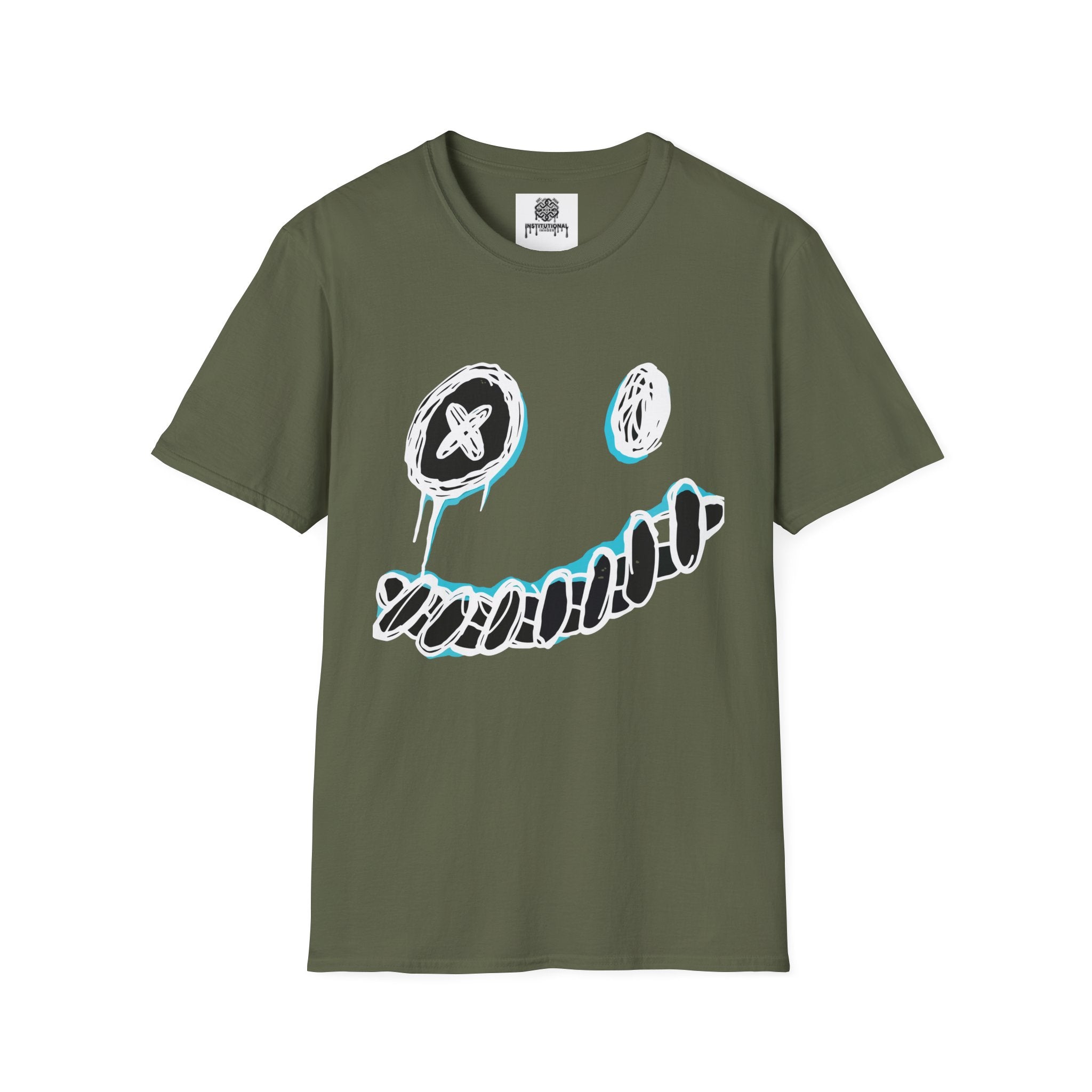 Smiley Face Graphic T‑Shirt — Neon Sketch Grin Design