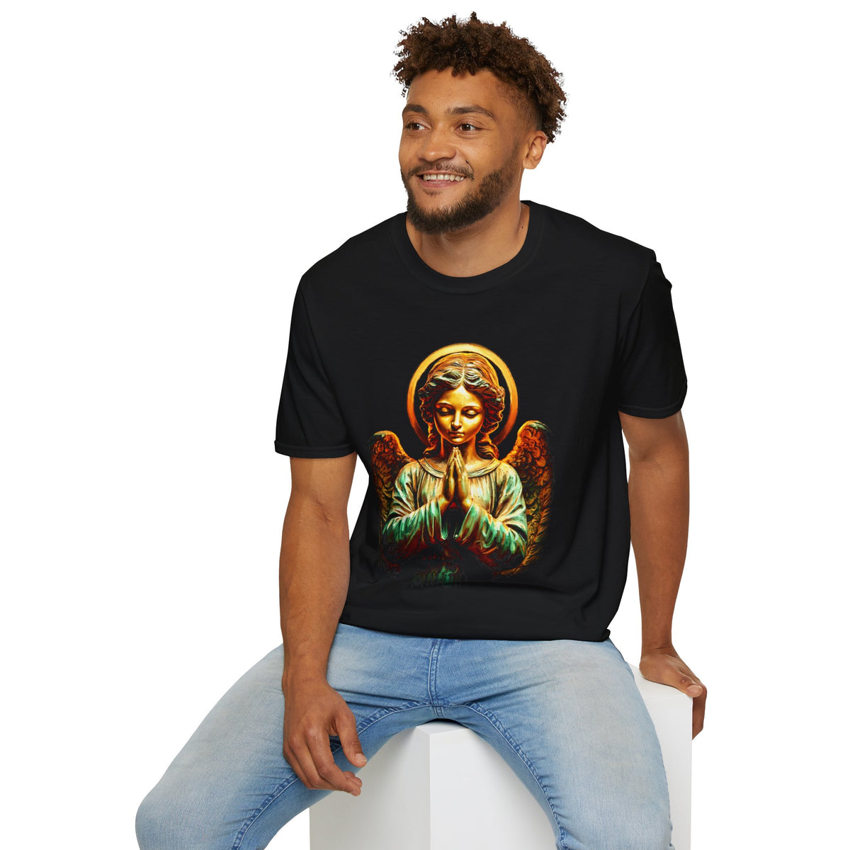 Angel Prayer T-Shirt — Vintage Golden Guardian Tee