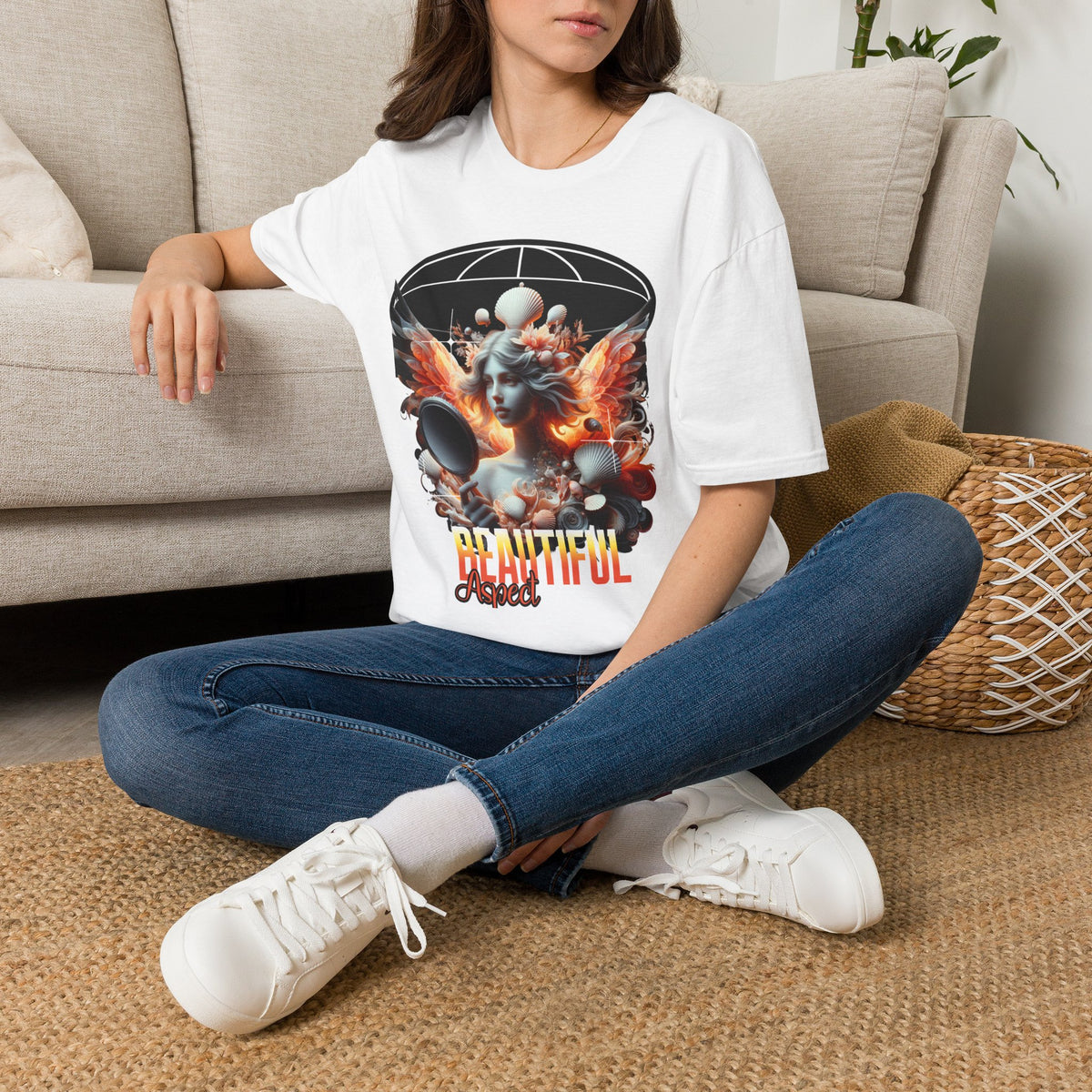 Artistic Phoenix Portrait T-Shirt — 'Beautiful' Retro Surreal Graphic Tee
