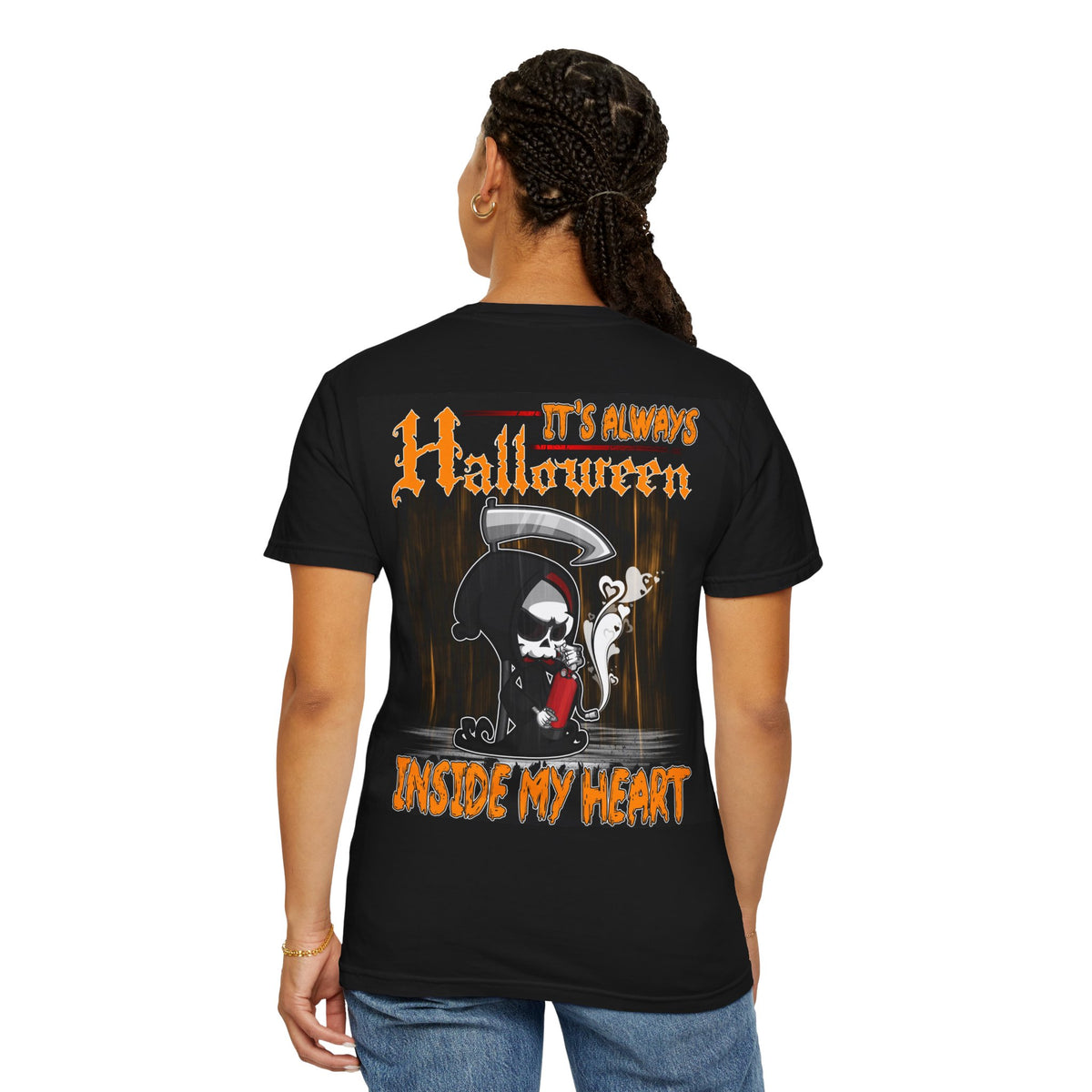Halloween Grim Reaper T-Shirt — "It's Always Halloween Inside My Heart" Gothic Graphic Tee
