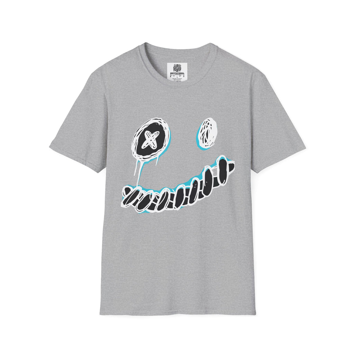 Smiley Face Graphic T‑Shirt — Neon Sketch Grin Design