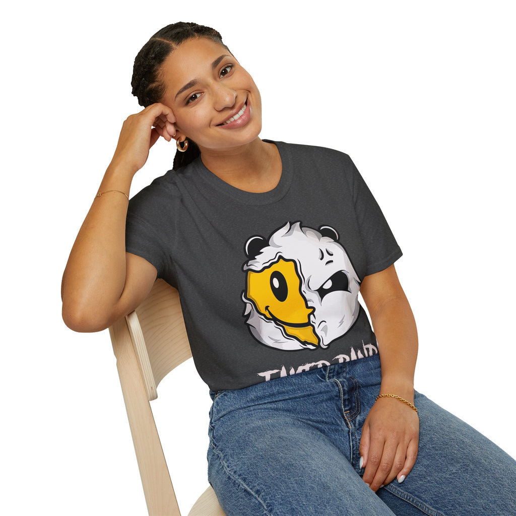 T-Shirt — 'Faker Panda' Distressed Dual-Face Graphic Tee