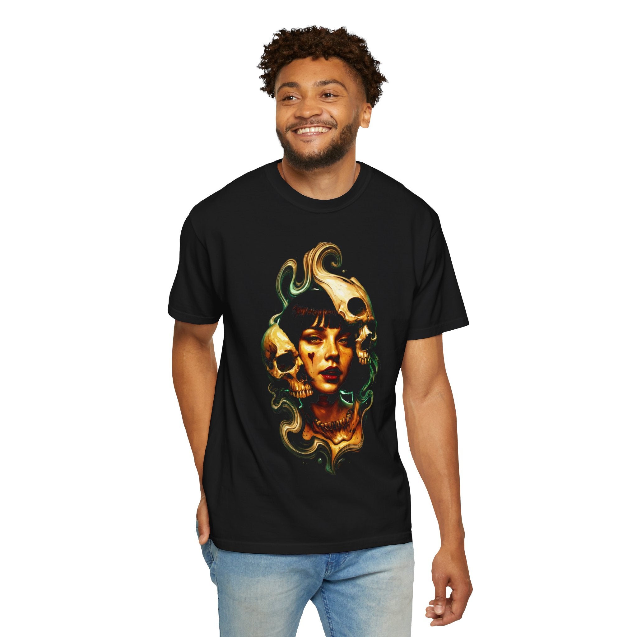 Skull Witch Portrait T-Shirt — Gothic Horror Art Tee