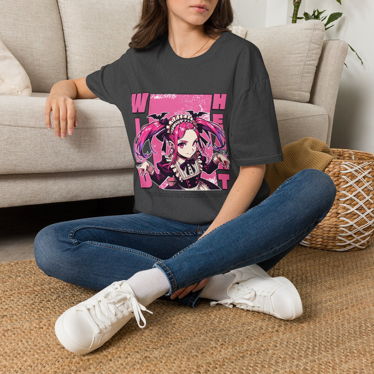 Witch Girl Anime T-Shirt — Pink Gothic Kawaii Graphic Tee