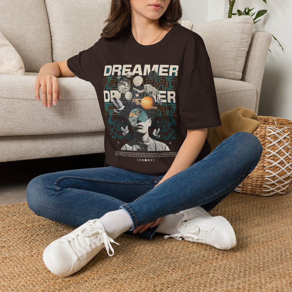 Dreamer Space T-Shirt — Retro Astronaut & Planets Graphic Tee