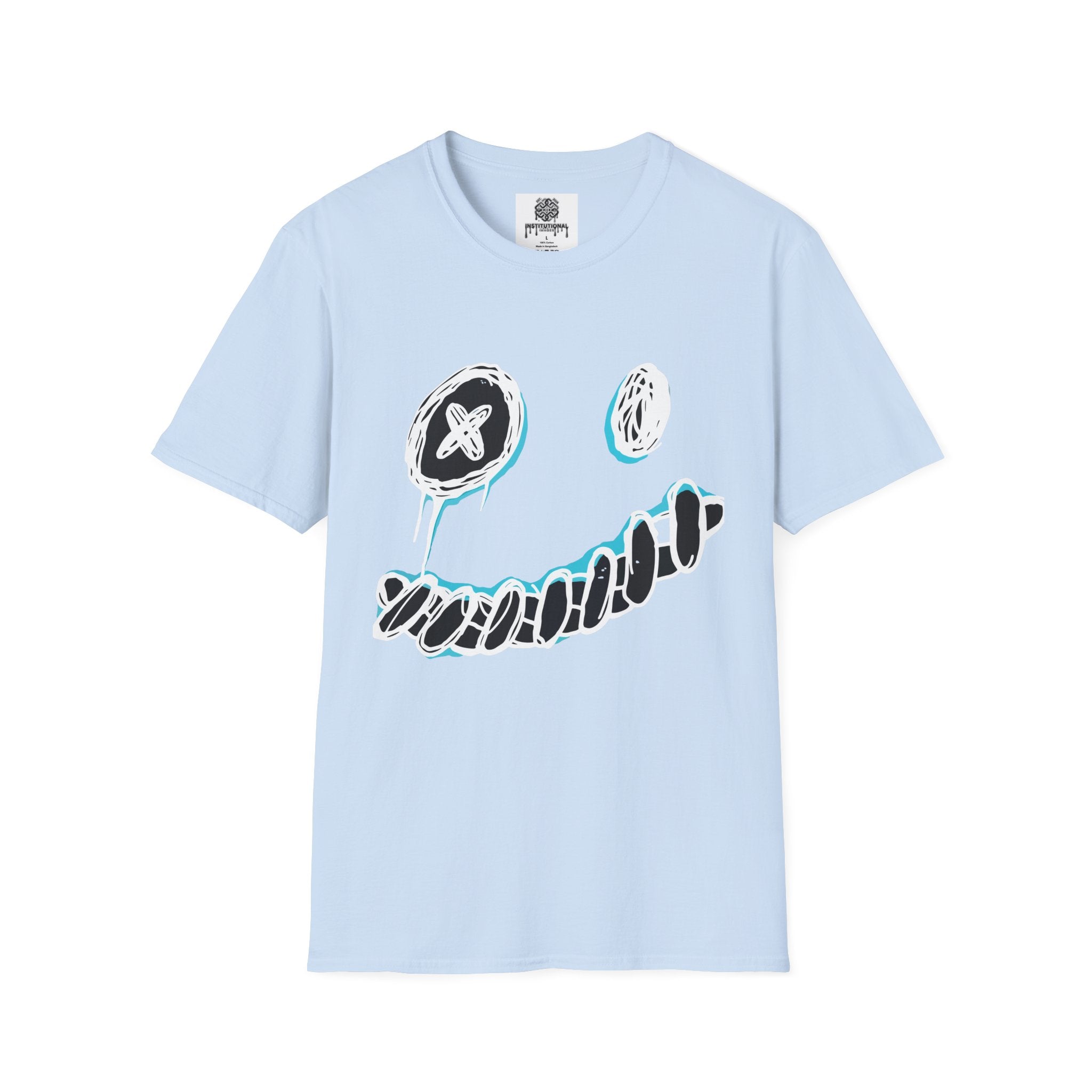 Smiley Face Graphic T‑Shirt — Neon Sketch Grin Design