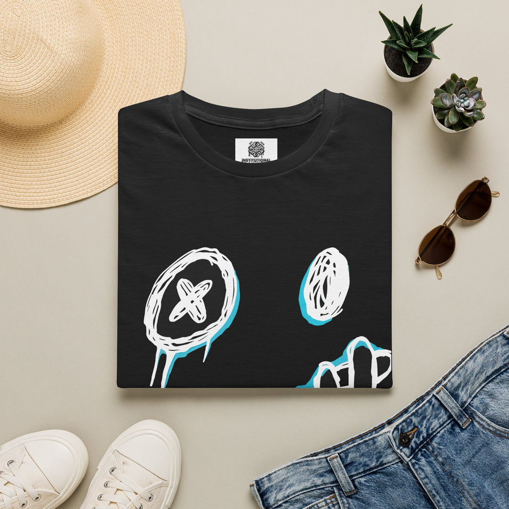Smiley Face Graphic T‑Shirt — Neon Sketch Grin Design