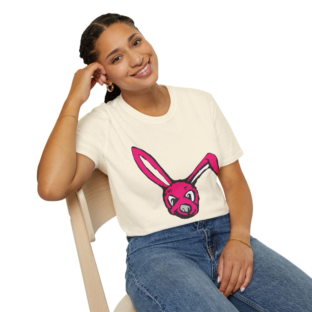 Pink Bunny Graphic T-Shirt — Playful Easter Bunny Tee