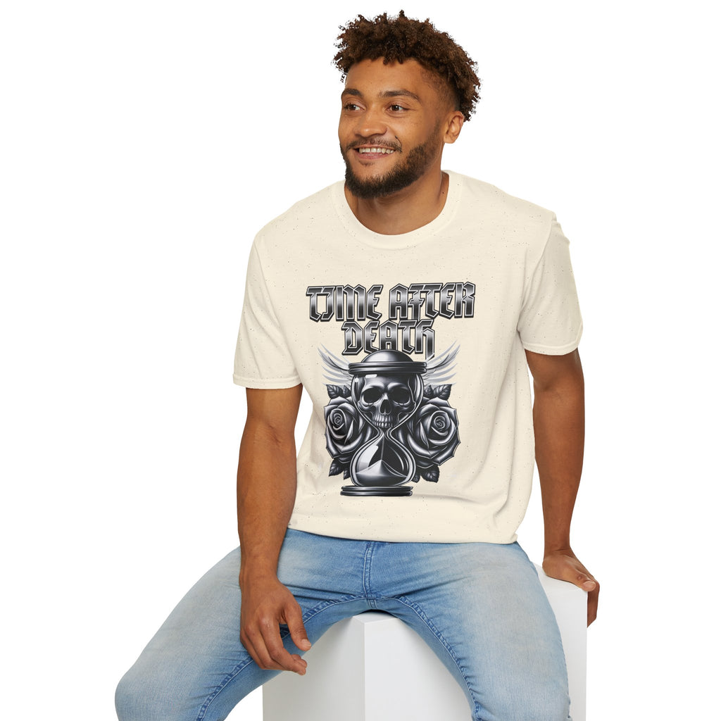 Time After Death Skull Tee — Gothic Hourglass Graphic T-Shirt