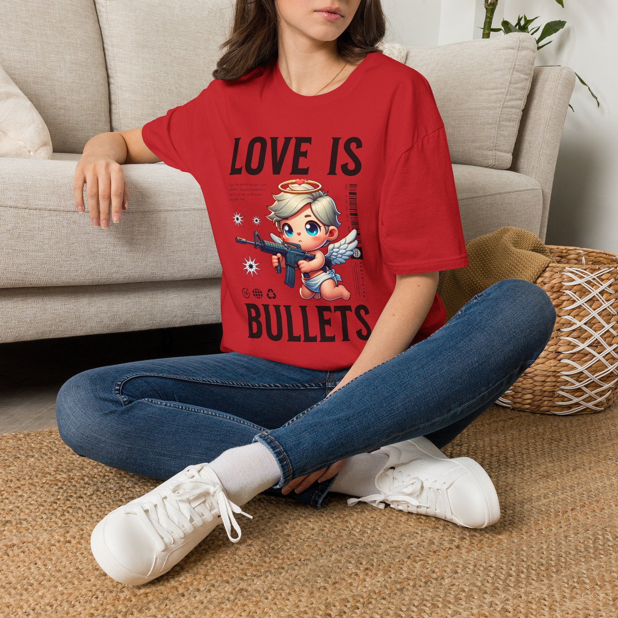 Love Is Bullets T-Shirt — Cute Angel Shooter Graphic Tee