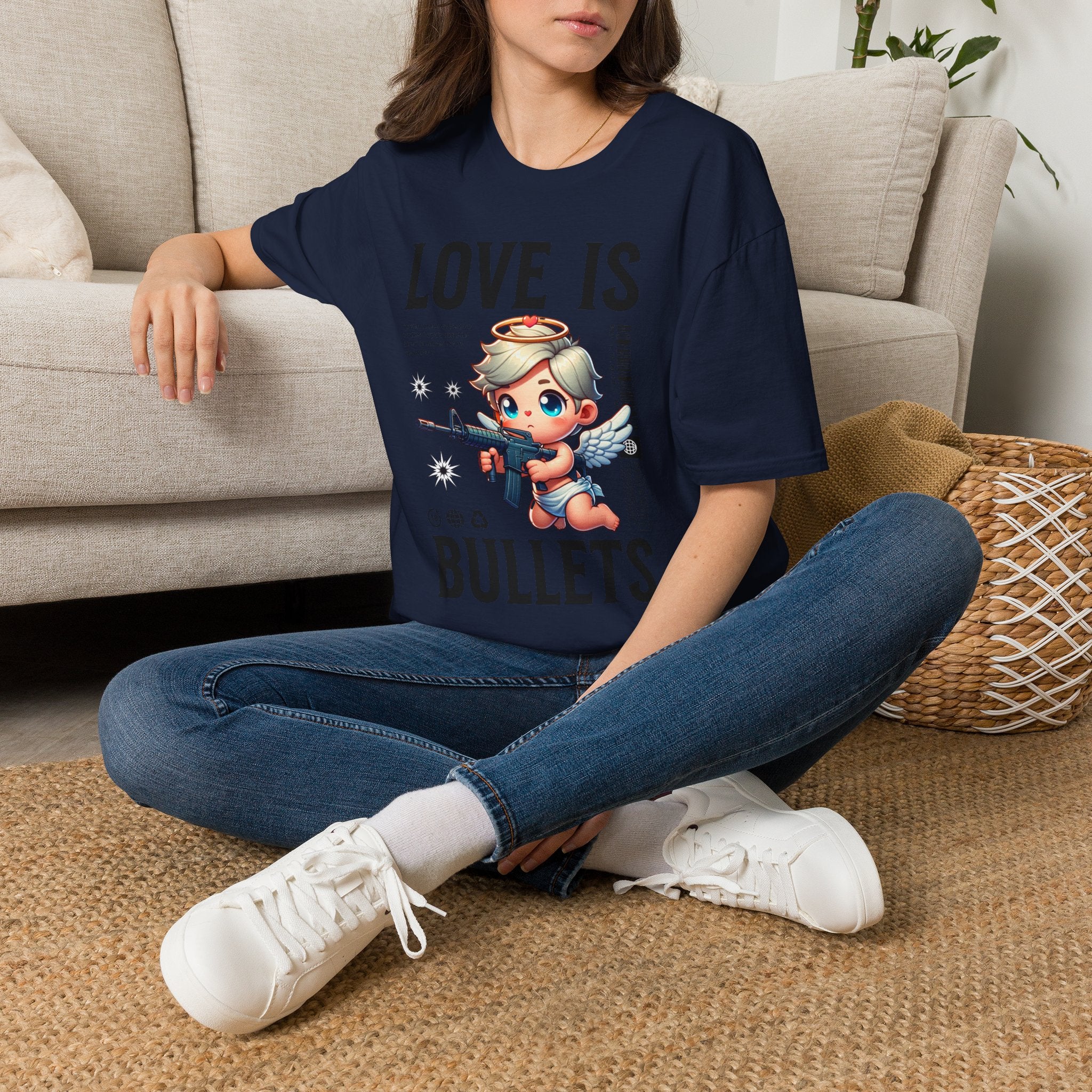 Love Is Bullets T-Shirt — Cute Angel Shooter Graphic Tee