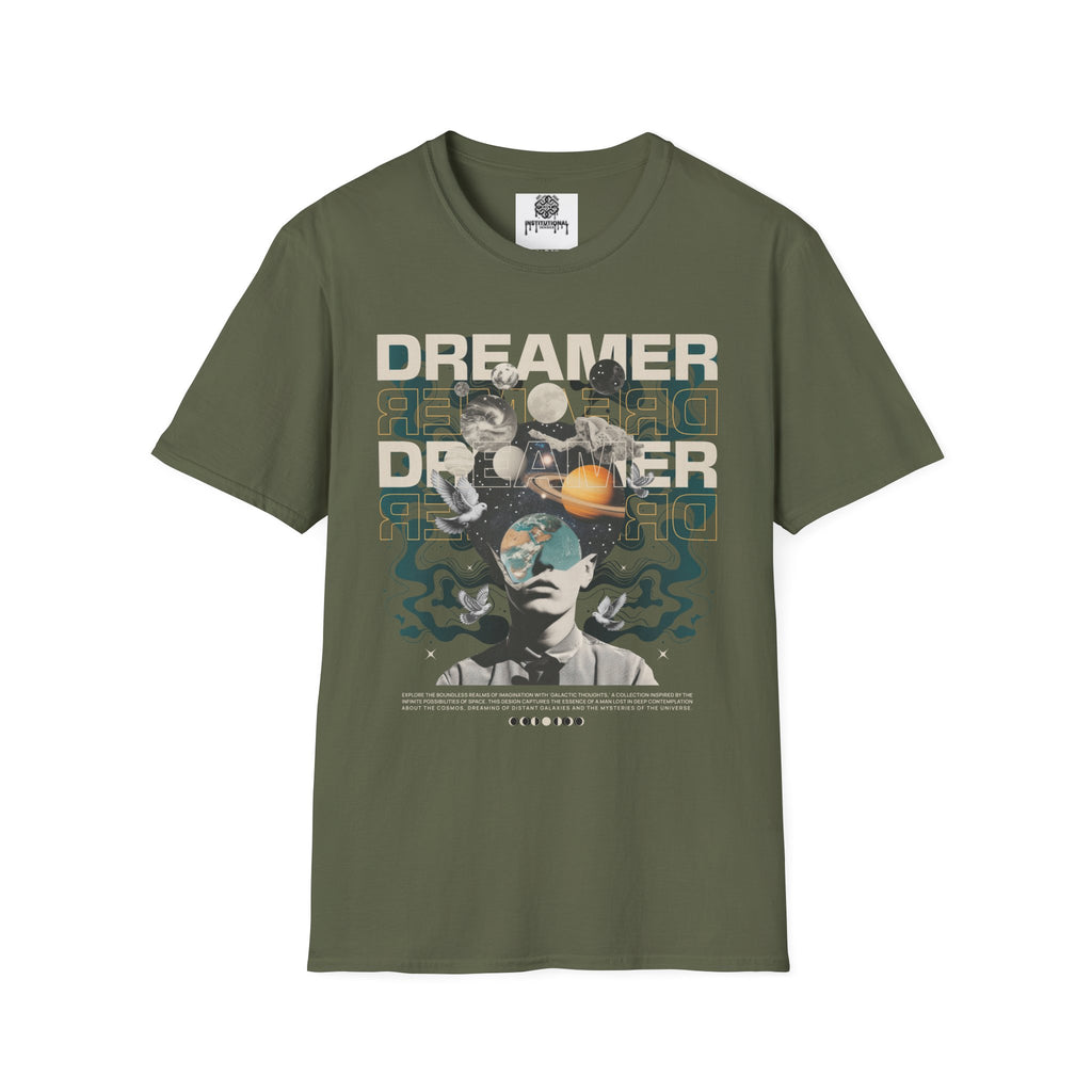 Dreamer Space T-Shirt — Retro Astronaut & Planets Graphic Tee