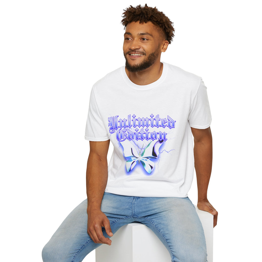 Unlimited Edition T-Shirt — Gothic Script Lavender Butterfly Graphic