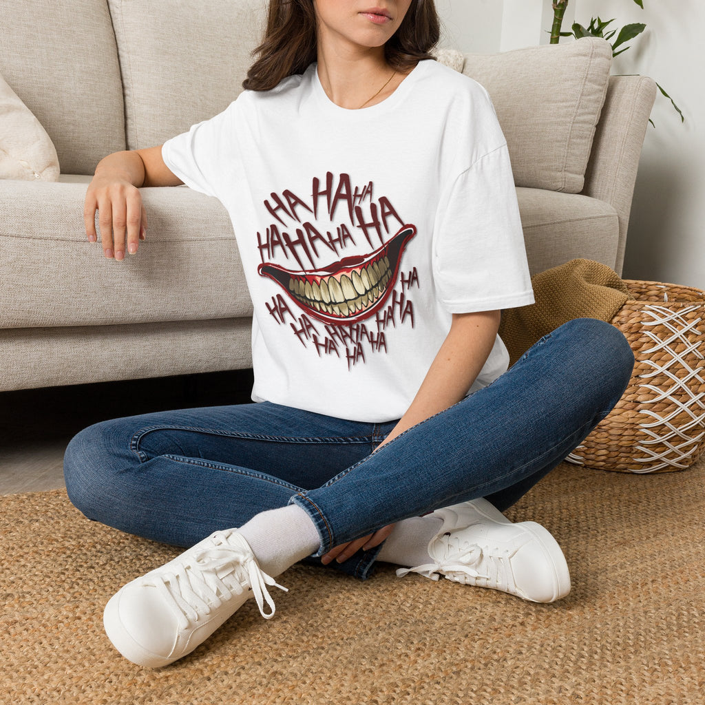 Graphic T-Shirt — Distorted Laugh Smile "HA HA" Horror Comic Tee