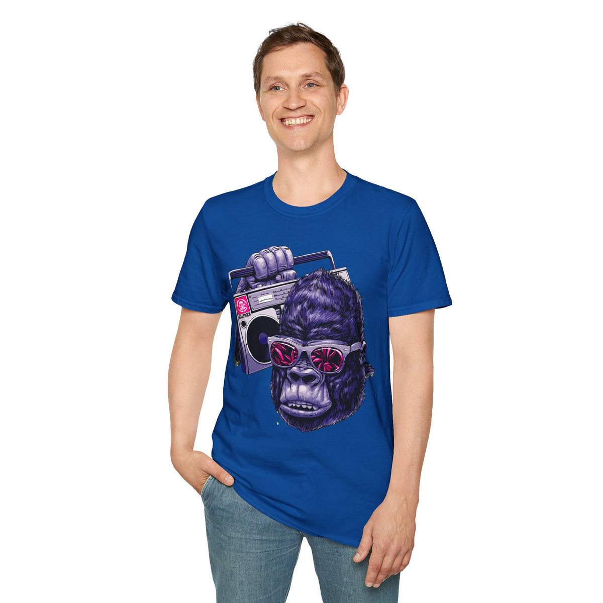 Retro Boombox Gorilla T-Shirt — Vintage Hip Hop Ape Graphic Tee