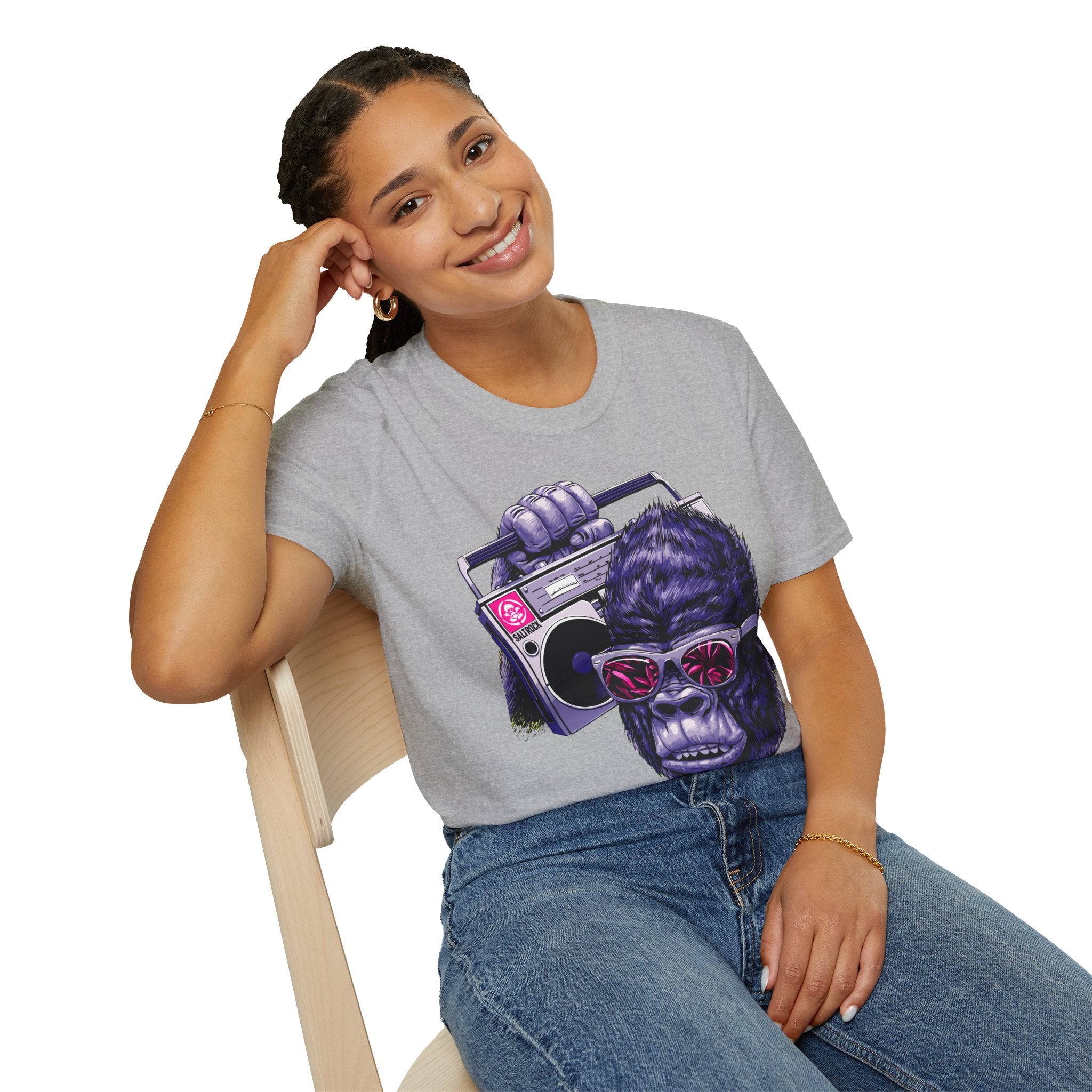 Retro Boombox Gorilla T-Shirt — Vintage Hip Hop Ape Graphic Tee