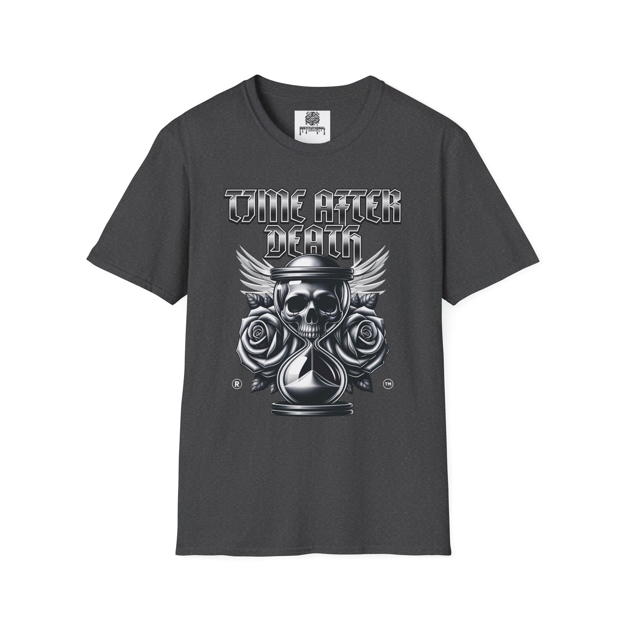 Time After Death Skull Tee — Gothic Hourglass Graphic T-Shirt