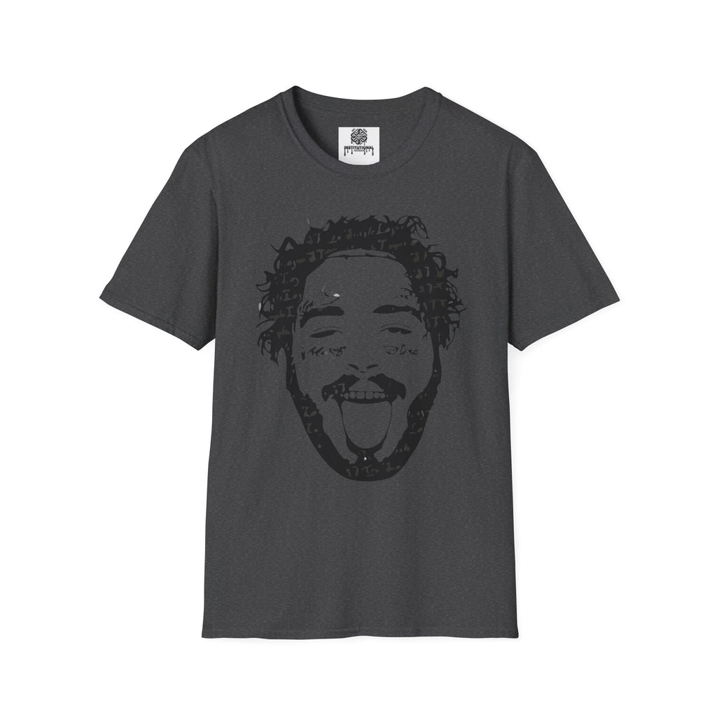 T-Shirt — Bold Black & White Face Portrait Tee (Playful Expression)