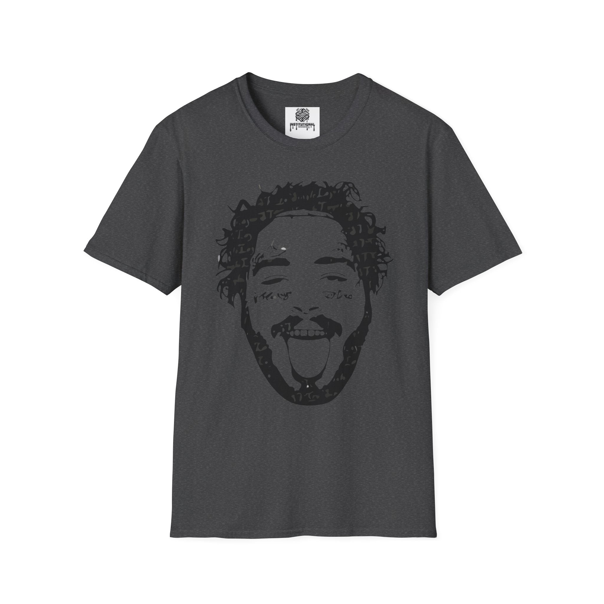 T-Shirt — Bold Black & White Face Portrait Tee (Playful Expression)