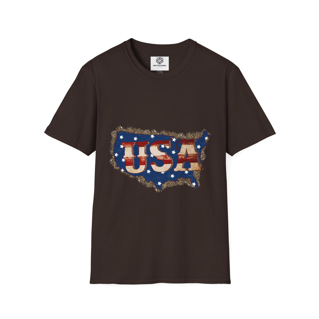 USA Map T-Shirt — Distressed American Flag Graphic Tee