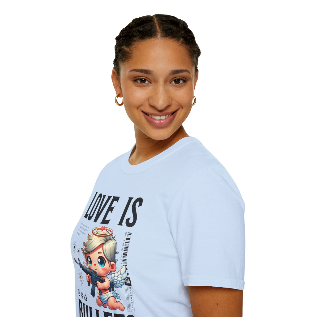 Love Is Bullets T-Shirt — Cute Angel Shooter Graphic Tee
