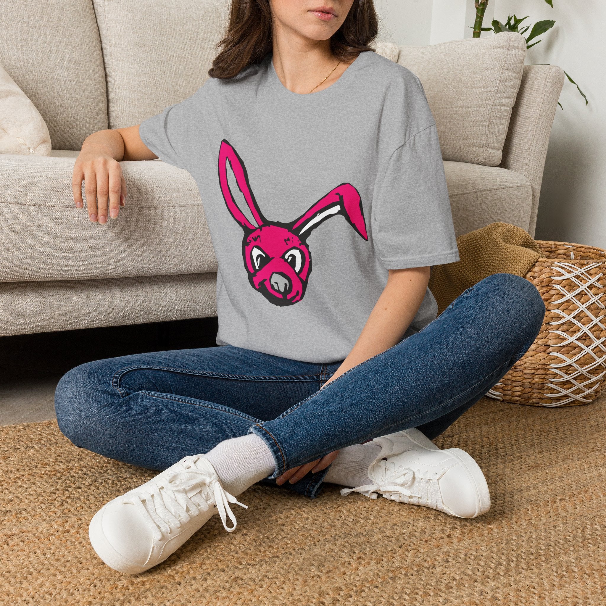 Pink Bunny Graphic T-Shirt — Playful Easter Bunny Tee
