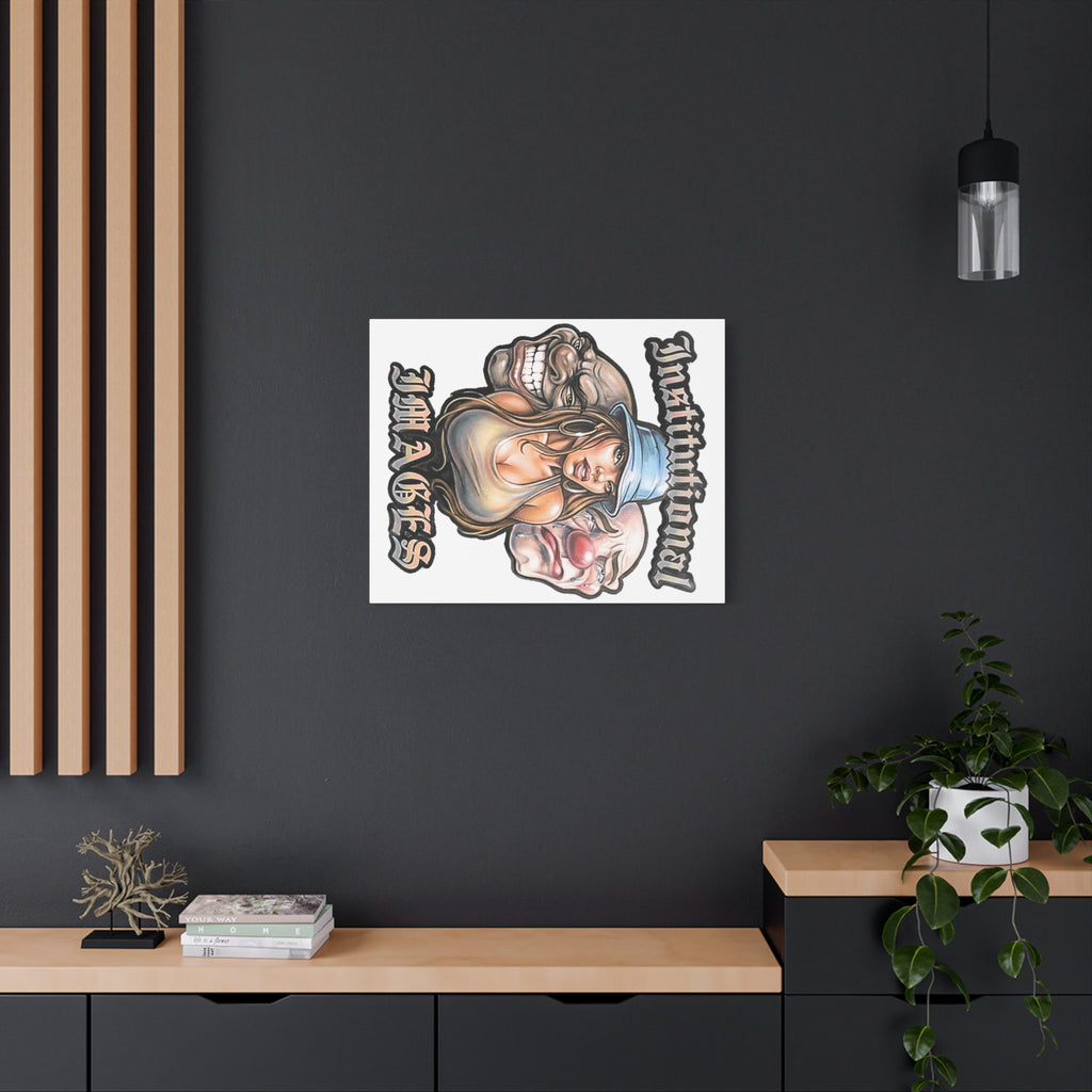 Canvas Art Print — Chicano Chola & Clown Tattoo-Style Design ("Instinttmal" / "Images")