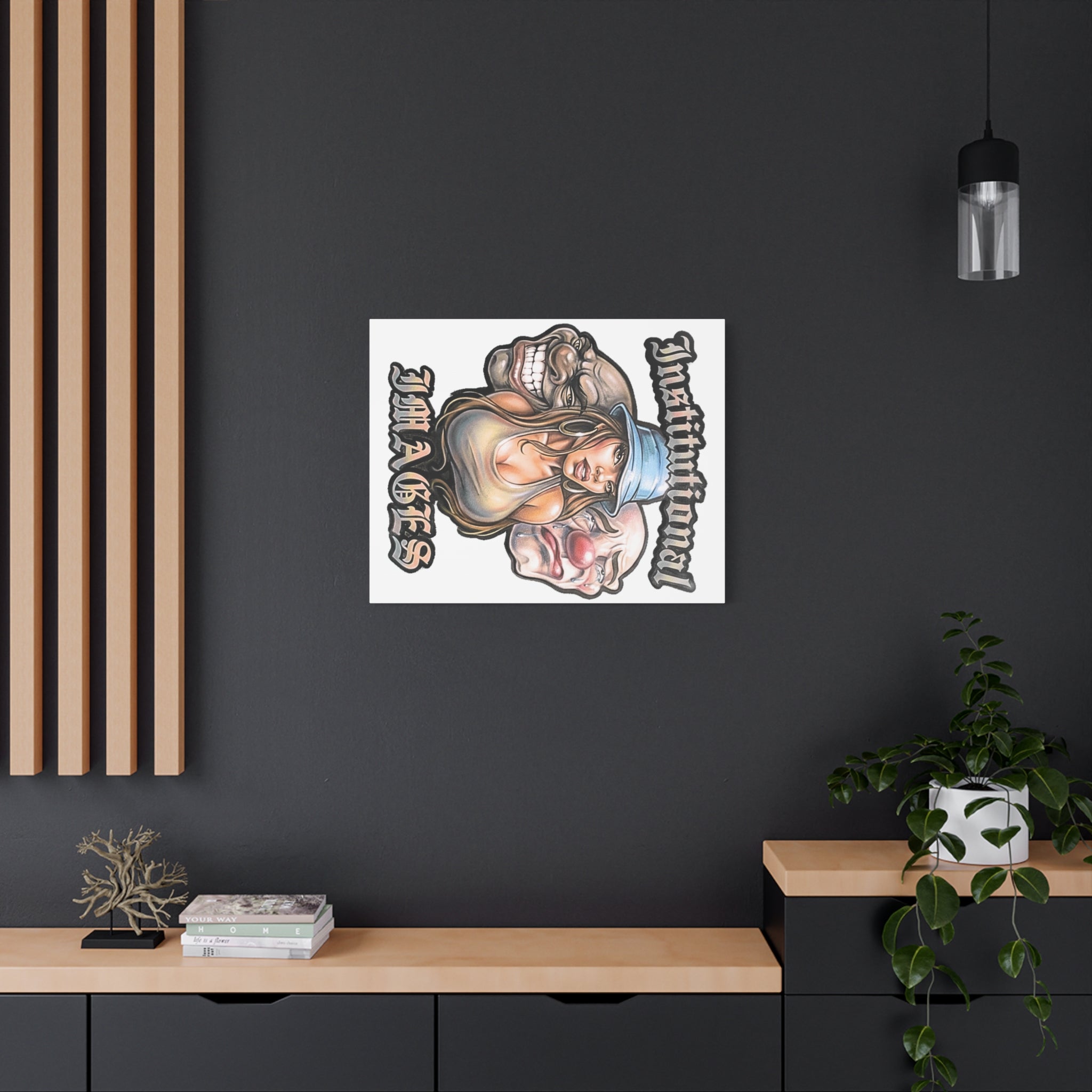 Canvas Art Print — Chicano Chola & Clown Tattoo-Style Design ("Instinttmal" / "Images")