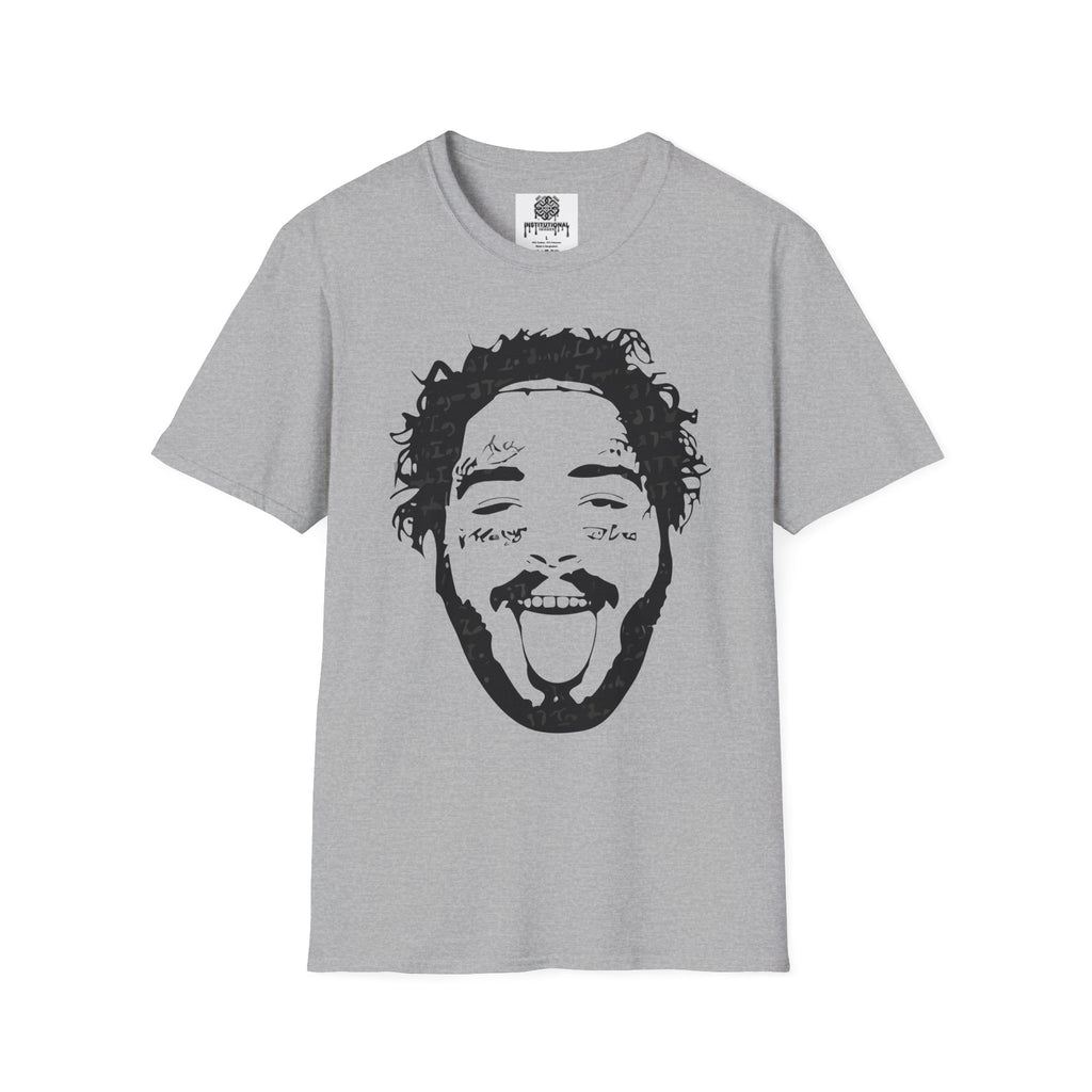T-Shirt — Bold Black & White Face Portrait Tee (Playful Expression)