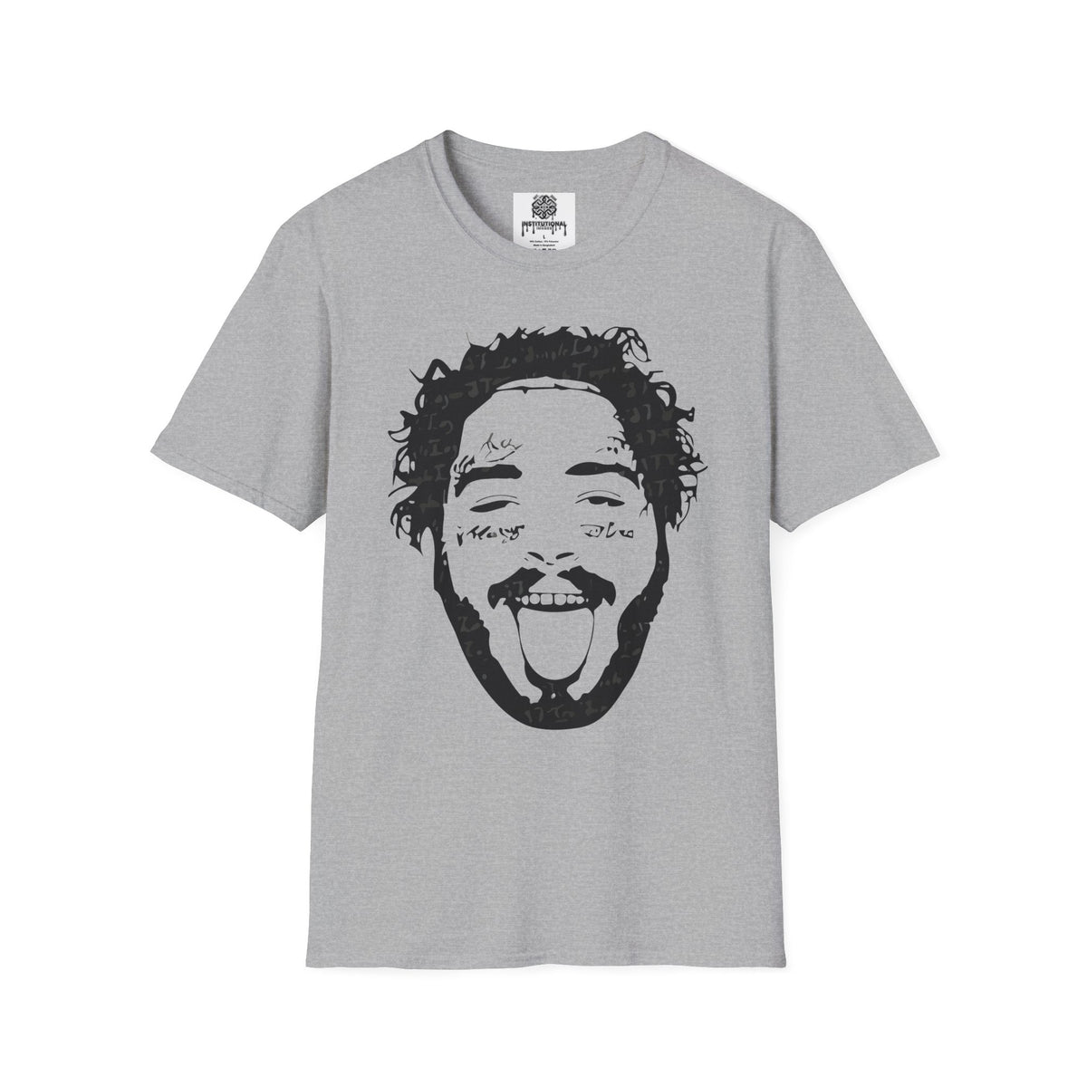 T-Shirt — Bold Black & White Face Portrait Tee (Playful Expression)