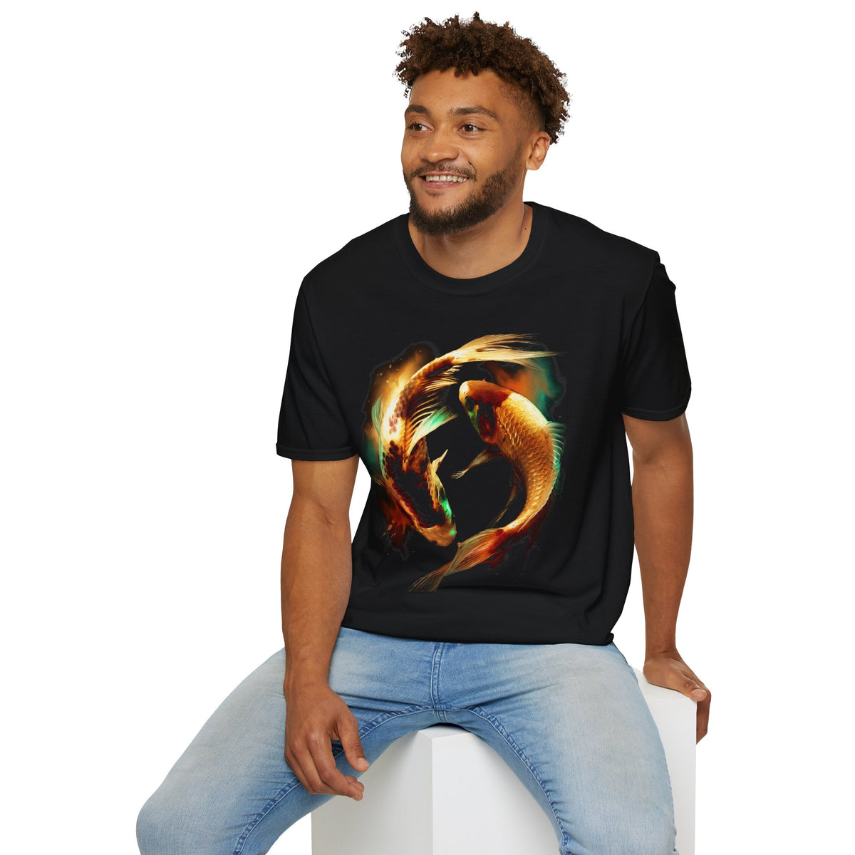 Koi Fish T-Shirt — Golden Yin Yang Koi Graphic Tee