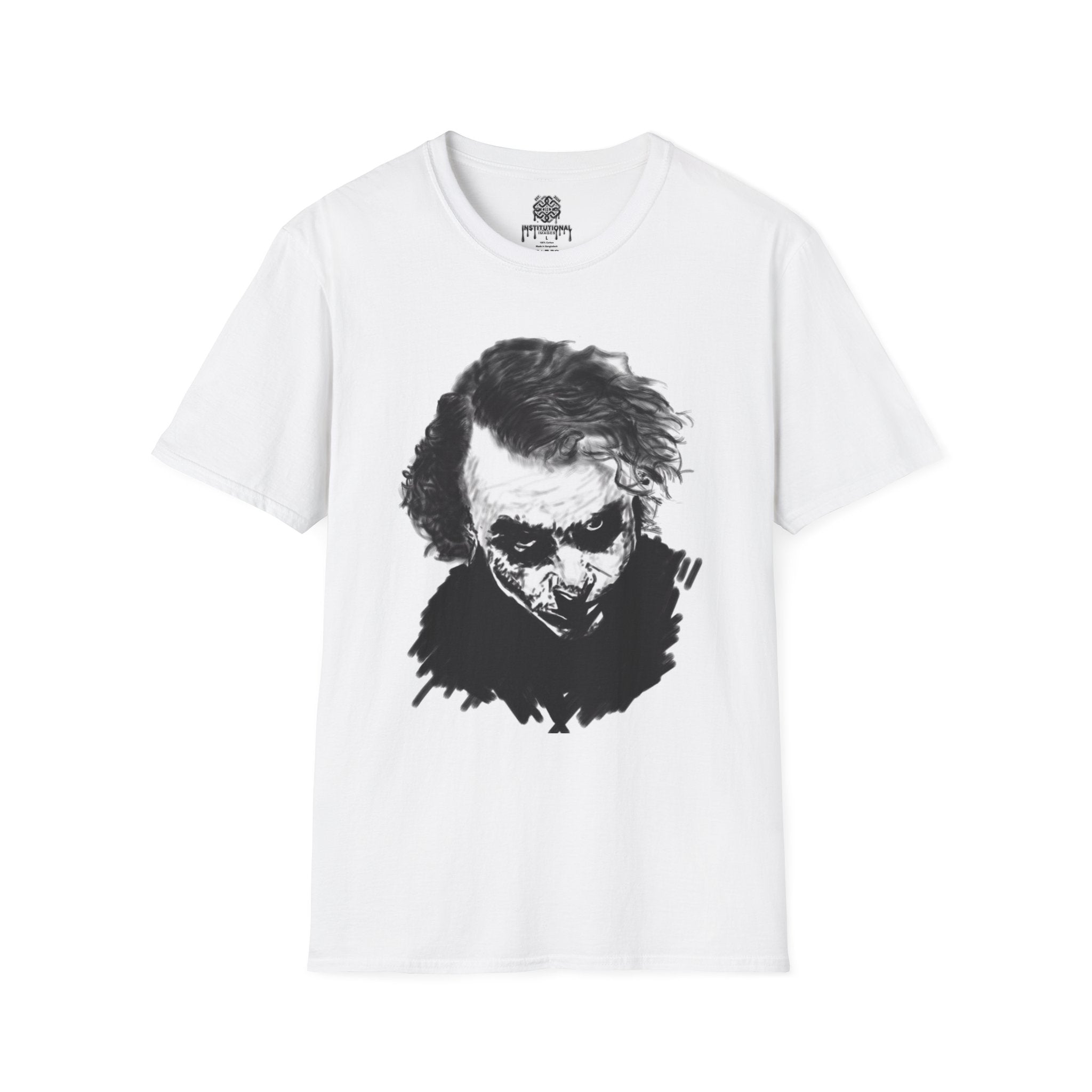 Joker Portrait T-Shirt — Dark Grunge Clown Face Graphic Tee