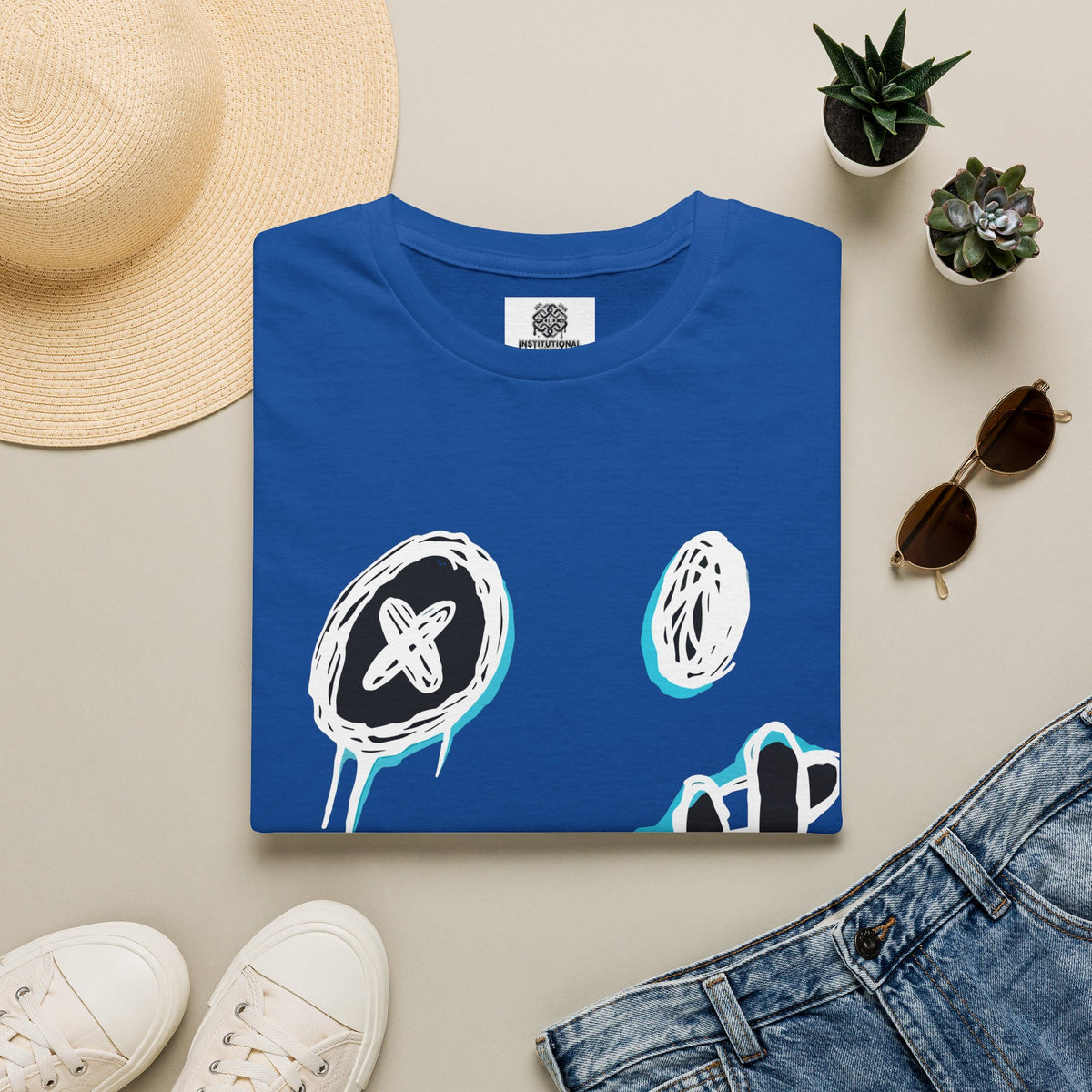 Smiley Face Graphic T‑Shirt — Neon Sketch Grin Design