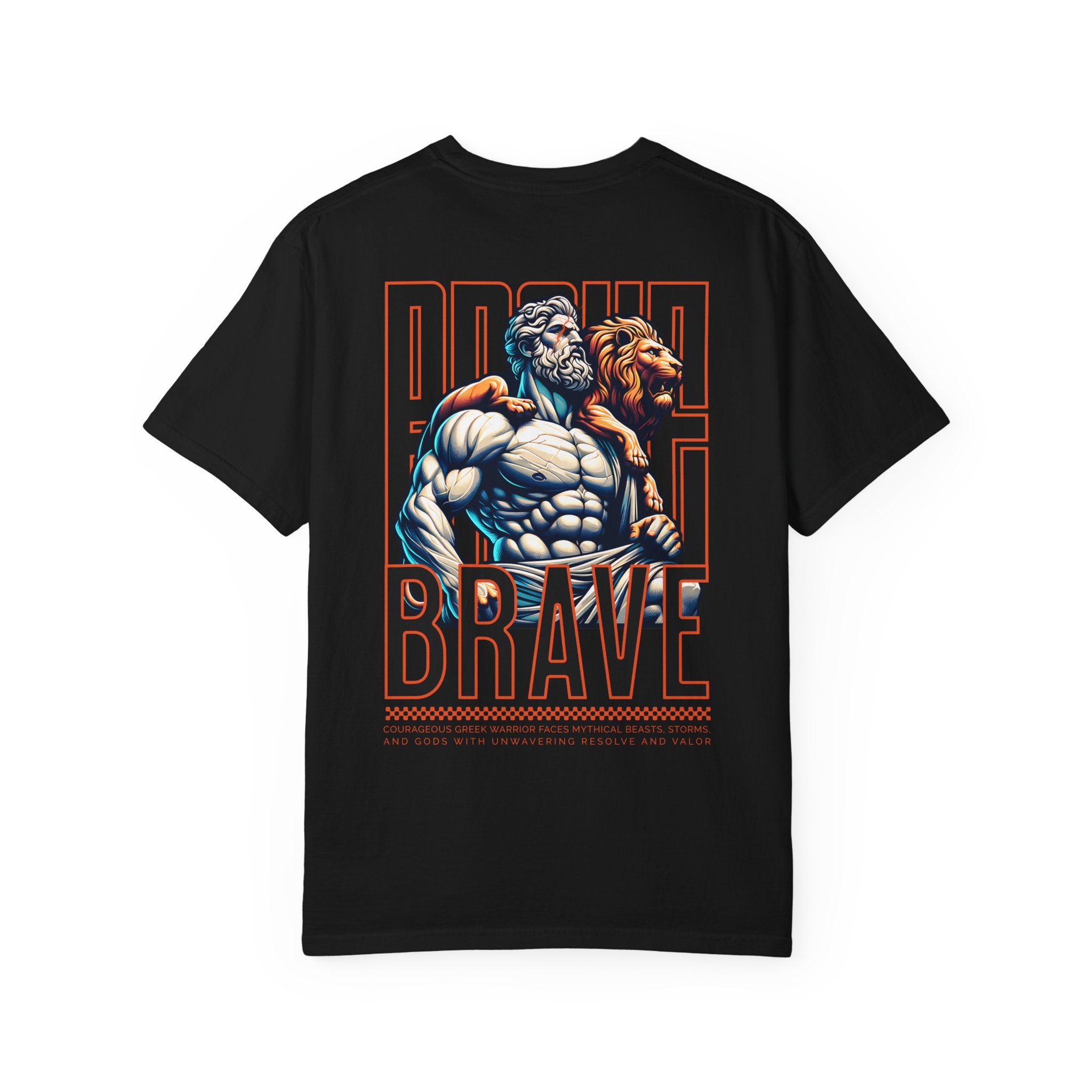 Brave Lion Graphic T-Shirt — 'Proud Brave' Vintage Mythic Design