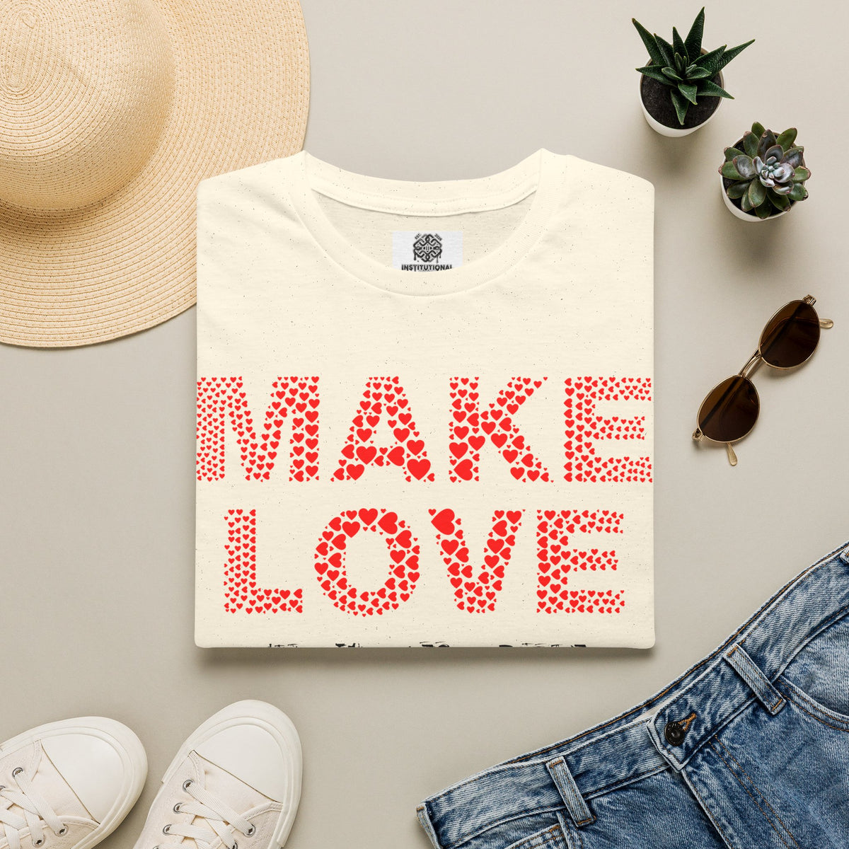 Make Love Not War T-Shirt — Retro Heart Dot Graphic Tee