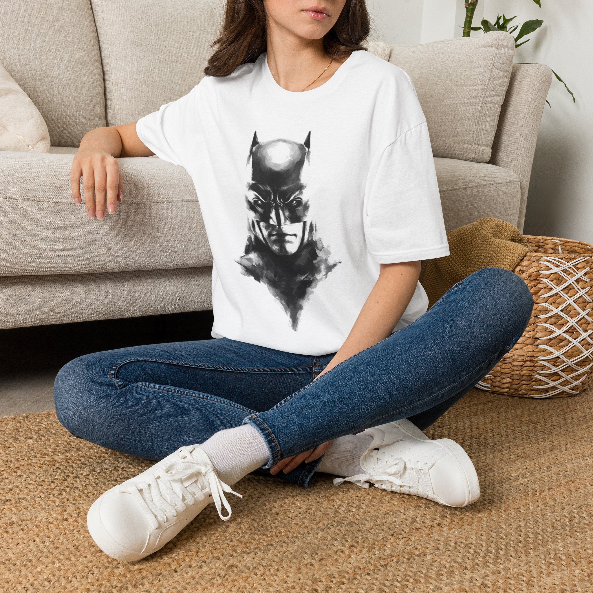 Batman Watercolor Portrait T-Shirt — Moody Superhero Graphic Tee