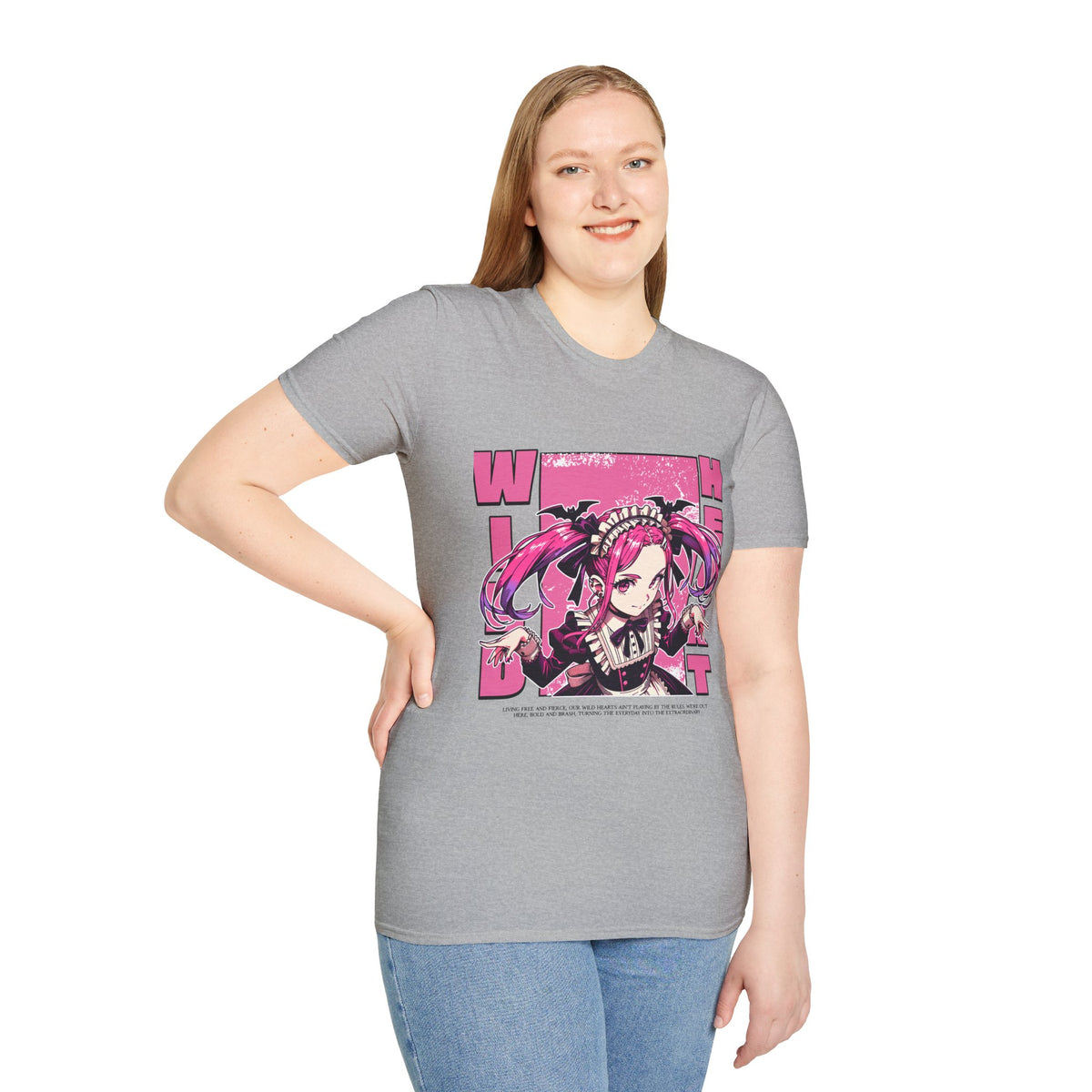 Witch Girl Anime T-Shirt — Pink Gothic Kawaii Graphic Tee